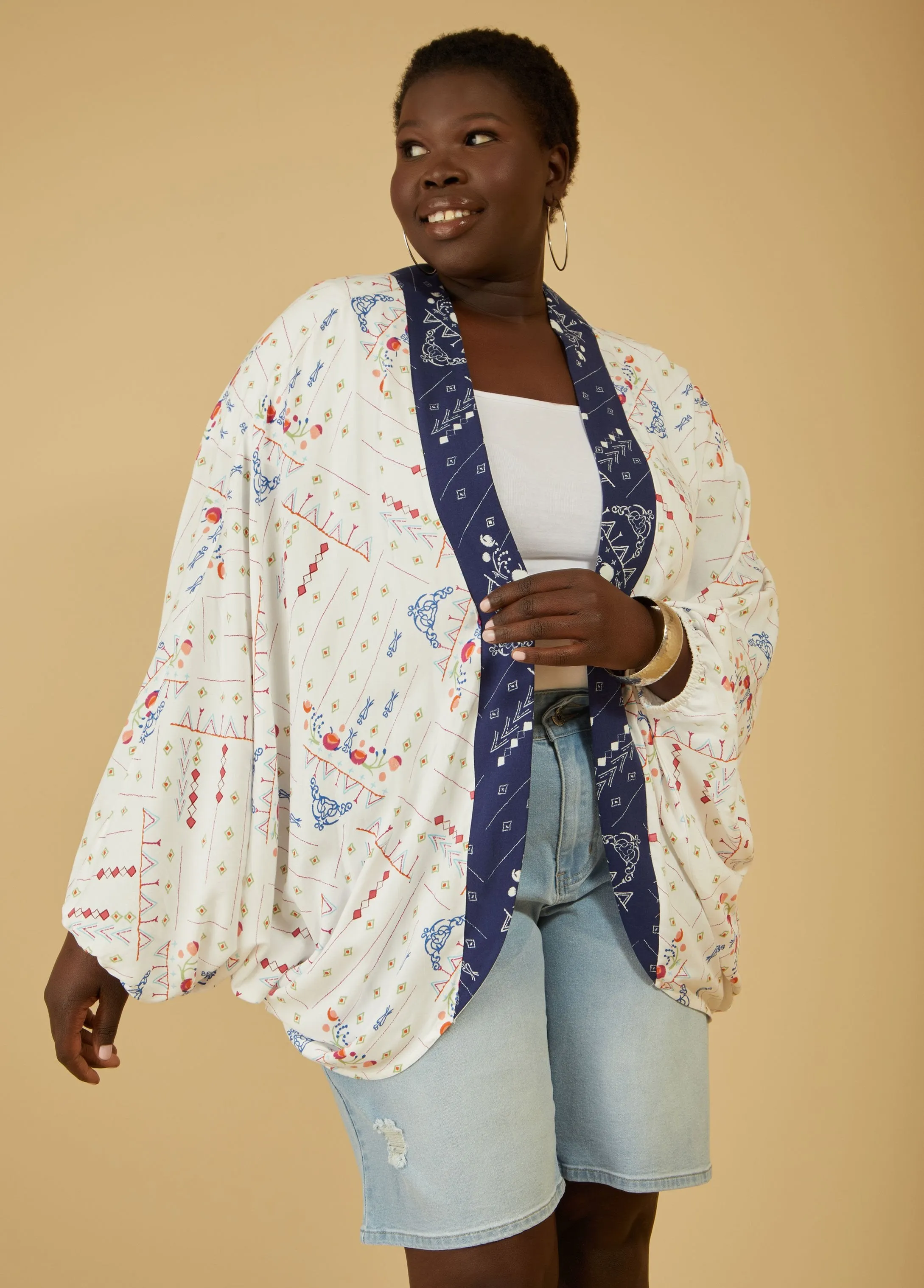 Printed Woven Kimono sold by Ashley Stewart