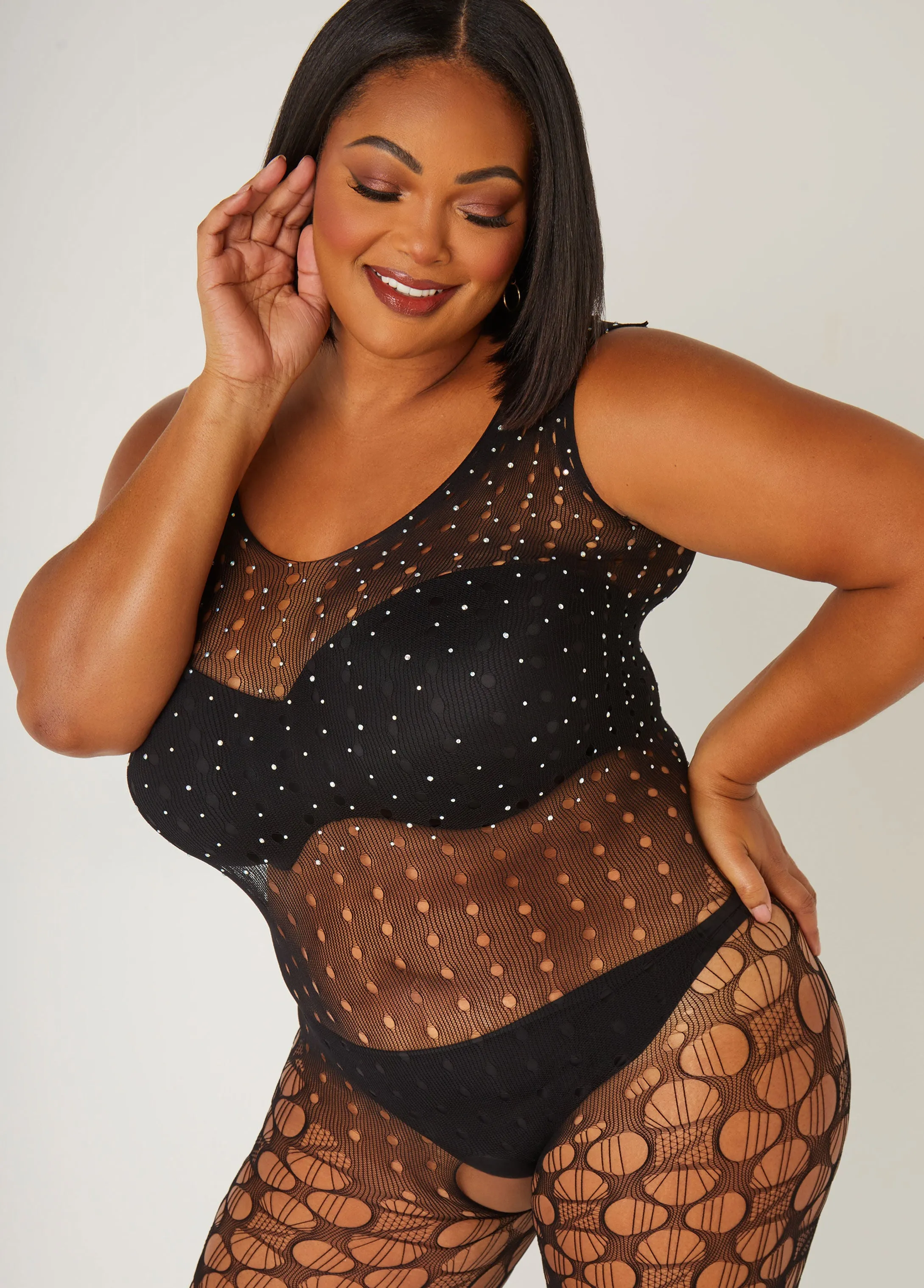 Crotchless Crystal Bodystocking sold by Ashley Stewart product image thumbnail 3