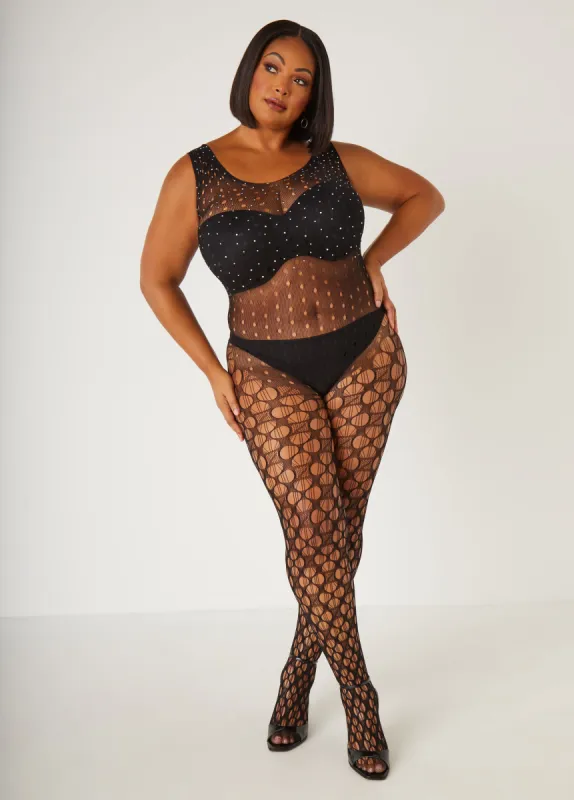 Crotchless Crystal Bodystocking sold by Ashley Stewart
