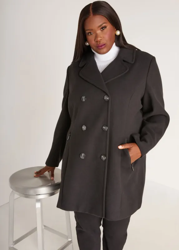 Faux Wool Double Breasted Peacoat sold by Ashley Stewart