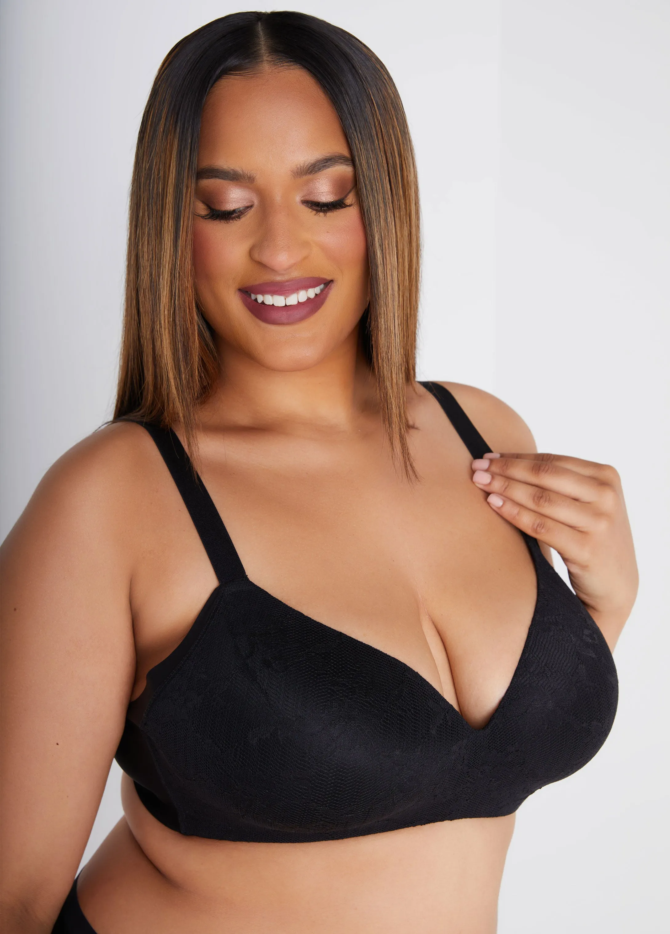 Lace Side Smoothing Wireless Bra sold by Ashley Stewart product image thumbnail 3