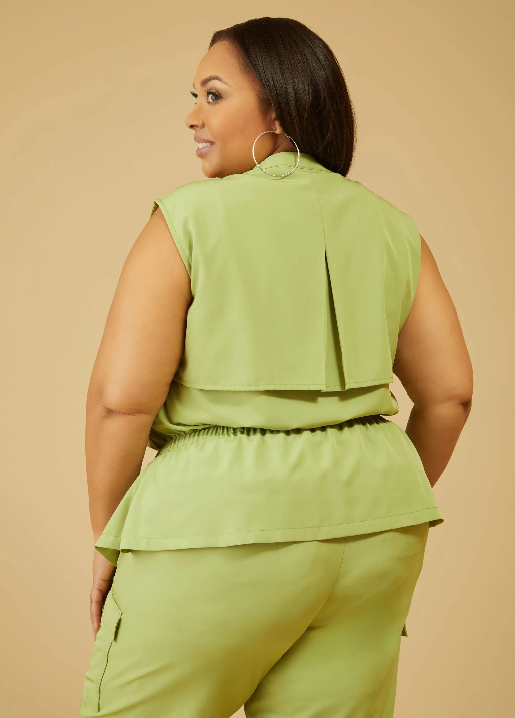 Storm Flap Zip Front Vest sold by Ashley Stewart product image thumbnail 2