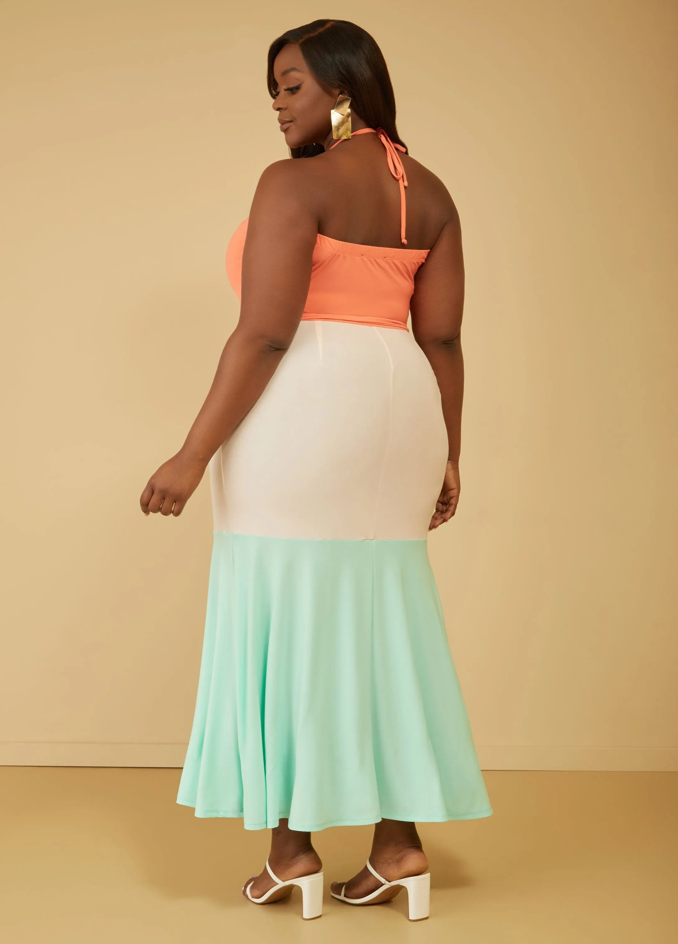 Colorblock Halter Maxi Dress sold by Ashley Stewart product image thumbnail 5