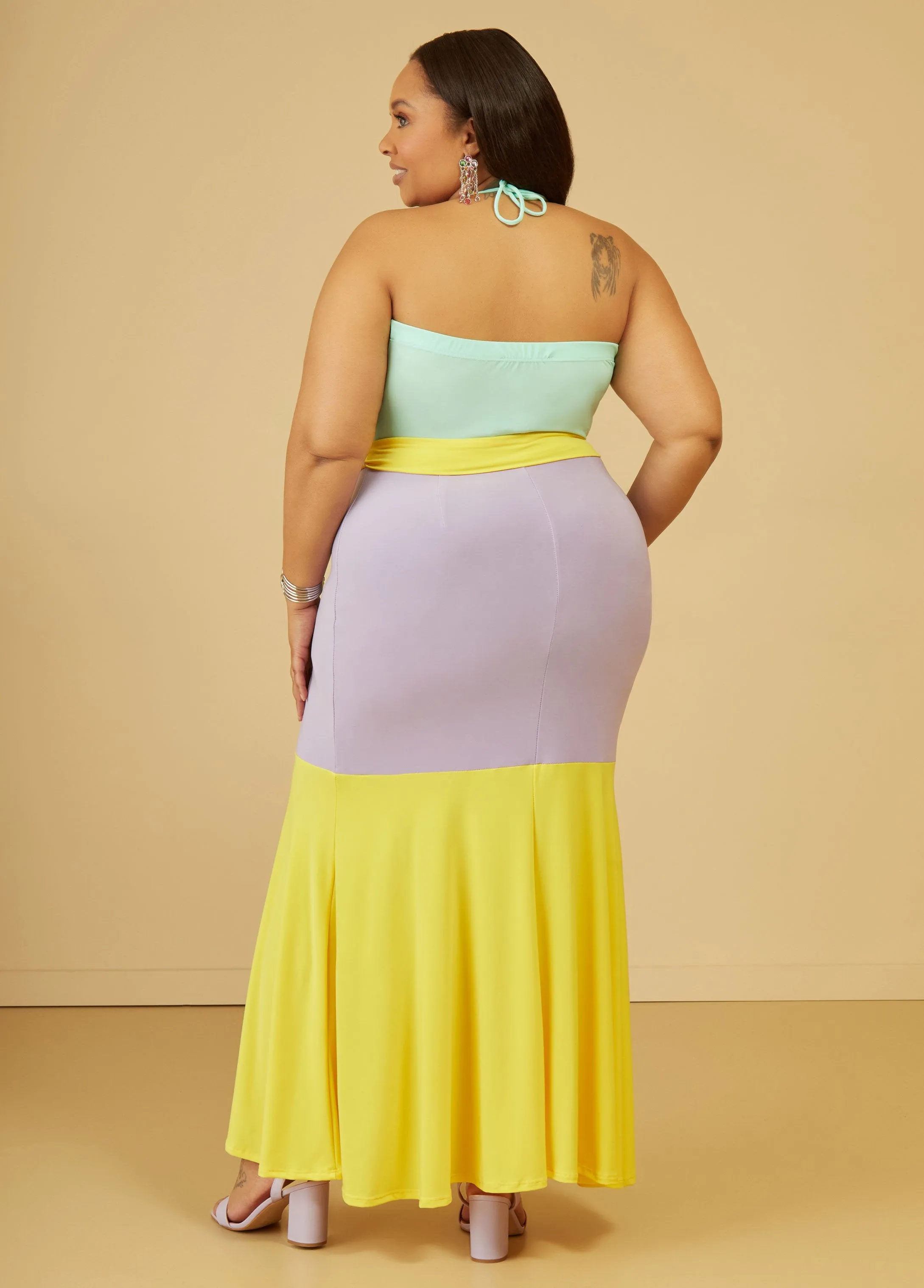 Colorblock Halter Maxi Dress sold by Ashley Stewart product image thumbnail 2