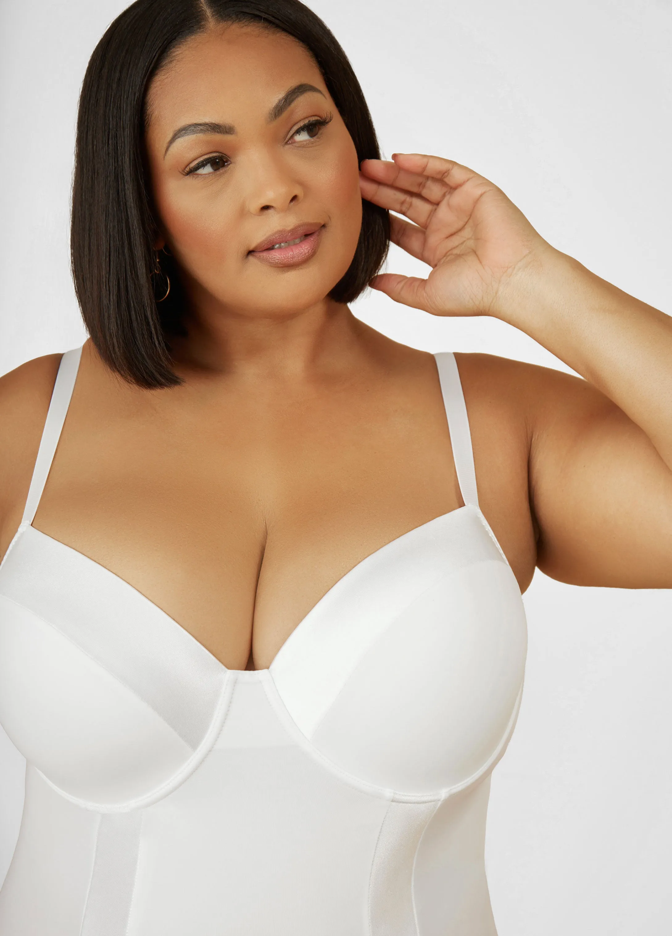 Satin Trimmed Shapewear Bodysuit sold by Ashley Stewart product image thumbnail 4