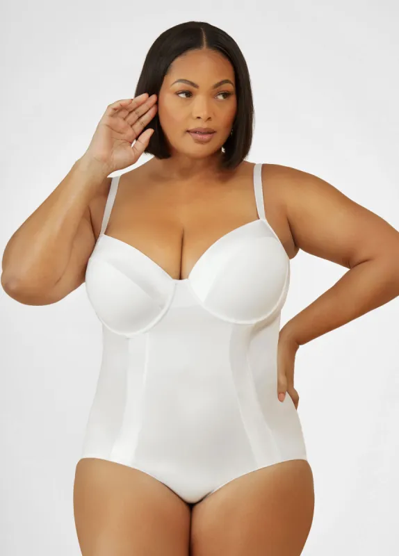 Satin Trimmed Shapewear Bodysuit sold by Ashley Stewart