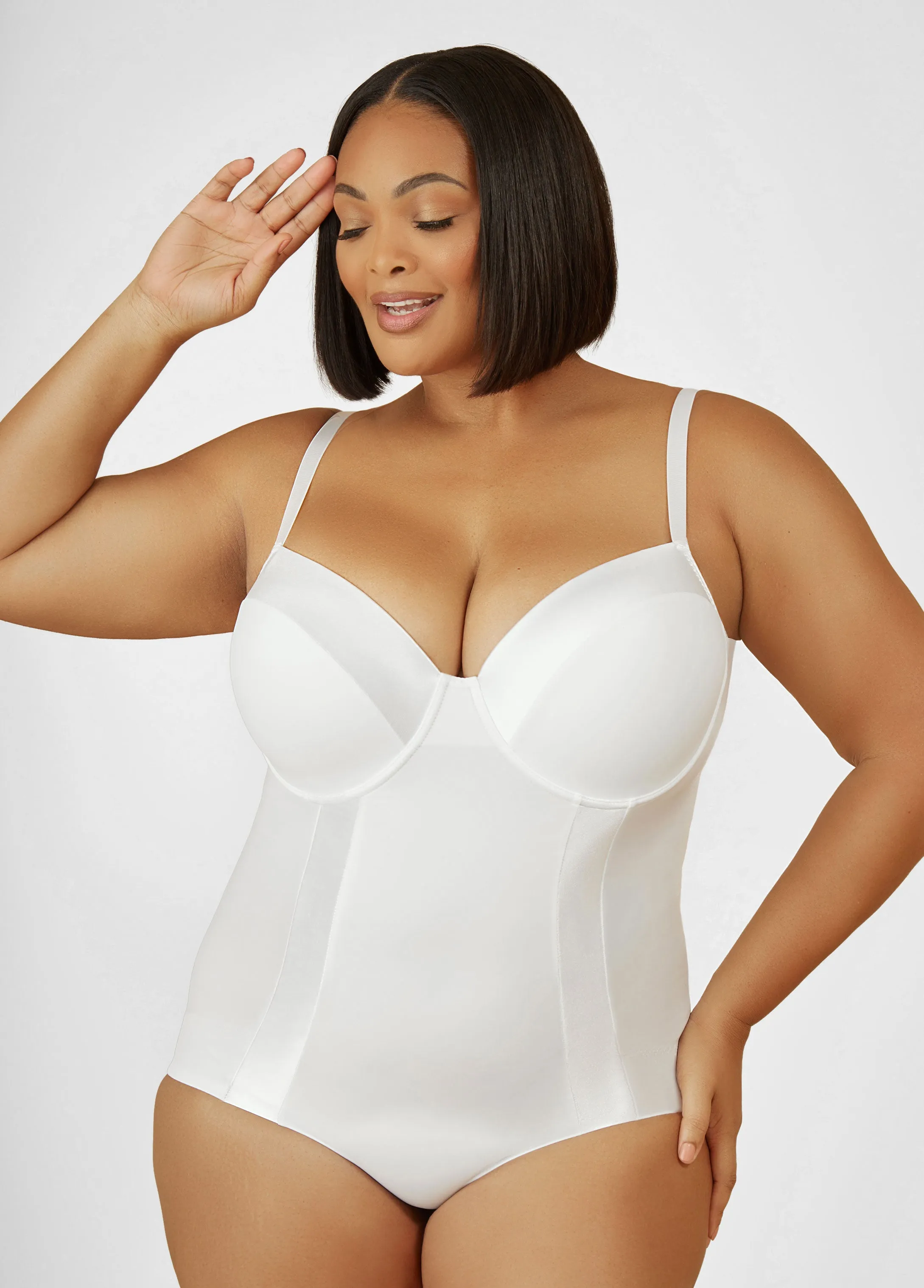 Satin Trimmed Shapewear Bodysuit sold by Ashley Stewart product image thumbnail 3