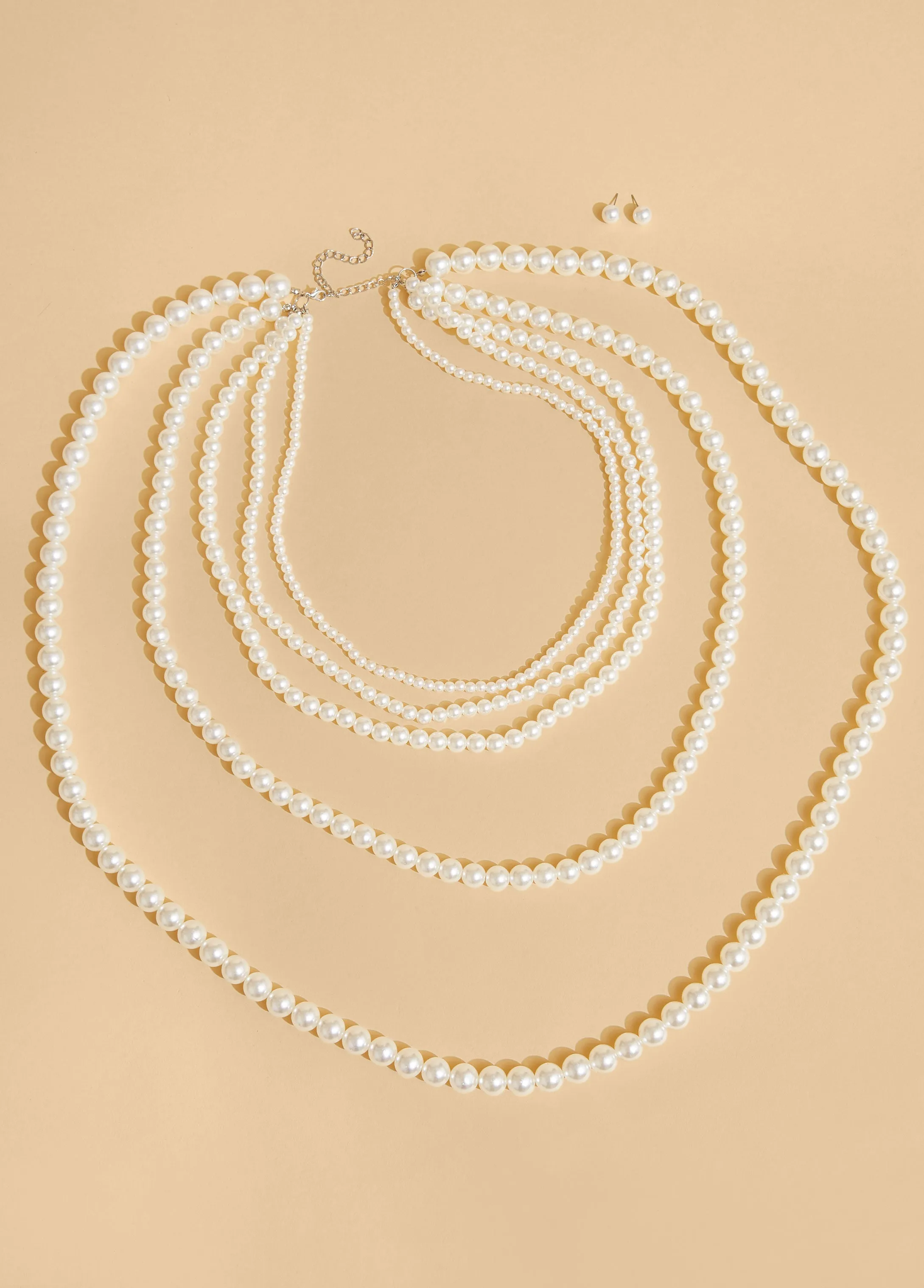Tiered Faux Pearl Necklace Set sold by Ashley Stewart product image thumbnail 2