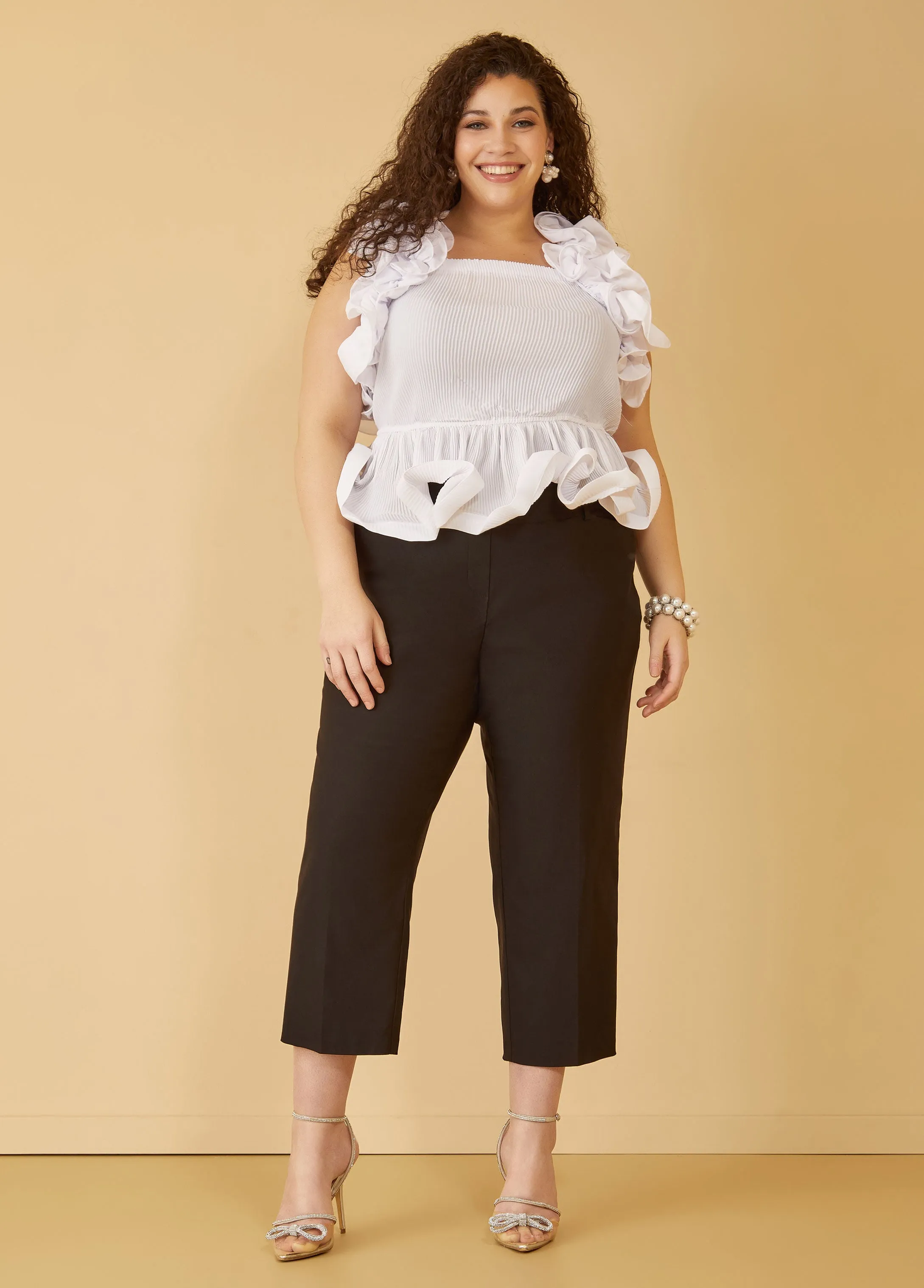 Ruffle Trimmed Peplum Top sold by Ashley Stewart product image thumbnail 3