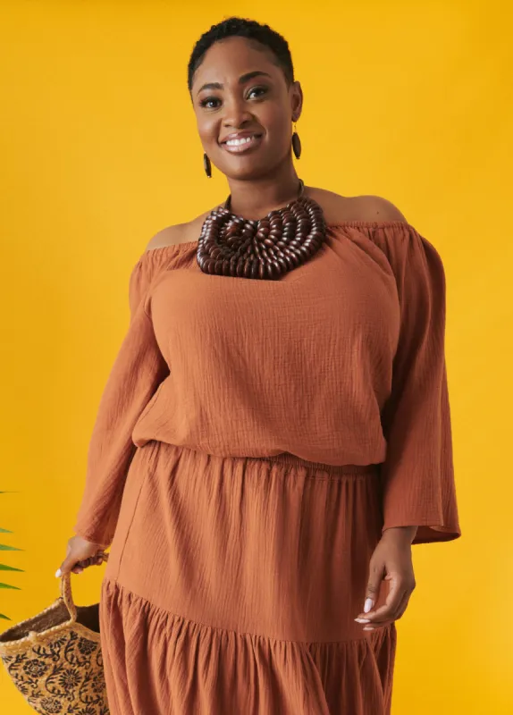 Off The Shoulder Cotton Gauze Top sold by Ashley Stewart