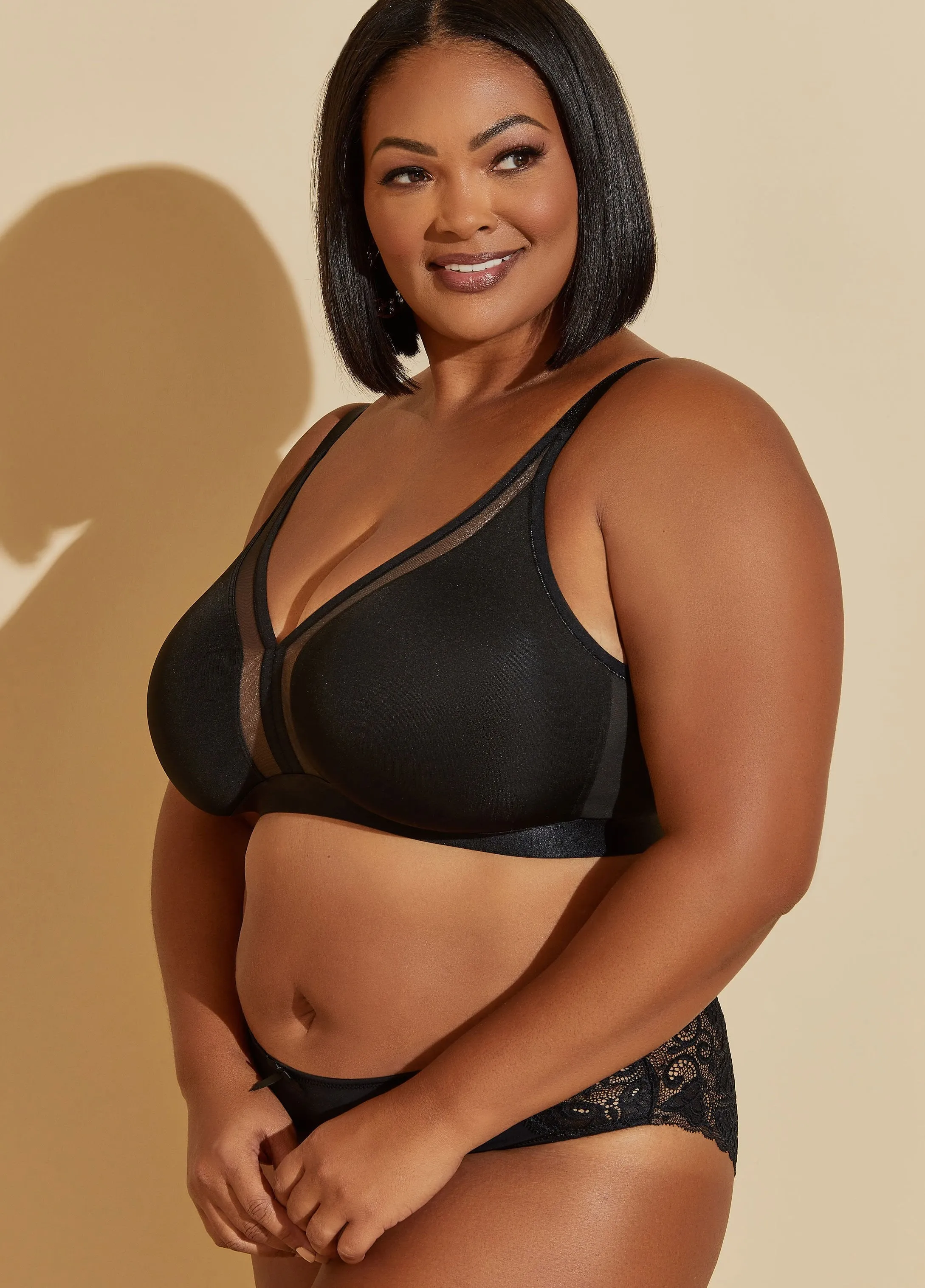 Mesh Paneled Wireless Bra sold by Ashley Stewart product image thumbnail 4