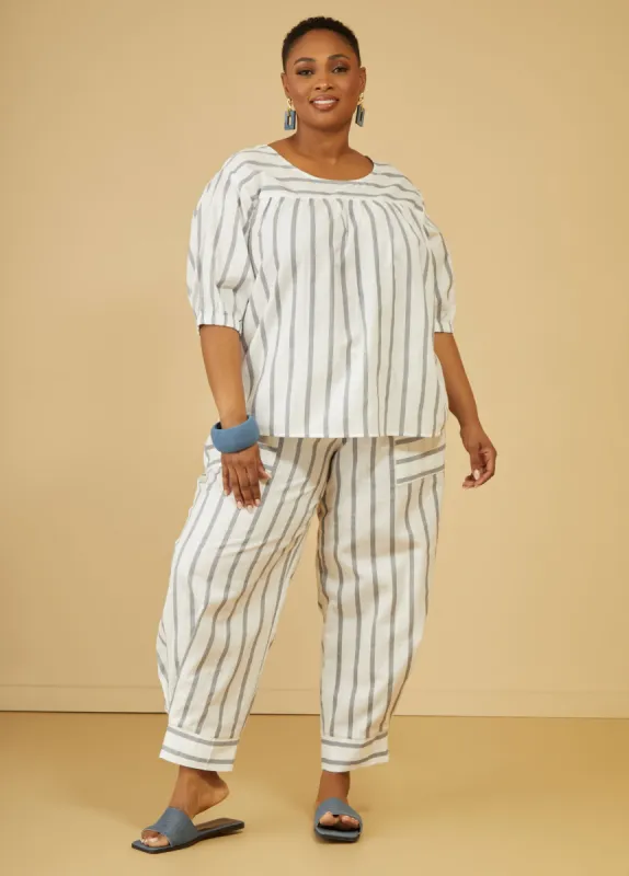 Striped Linen Blend Joggers sold by Ashley Stewart