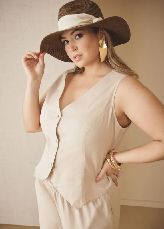 Linen Blend Vest sold by Ashley Stewart