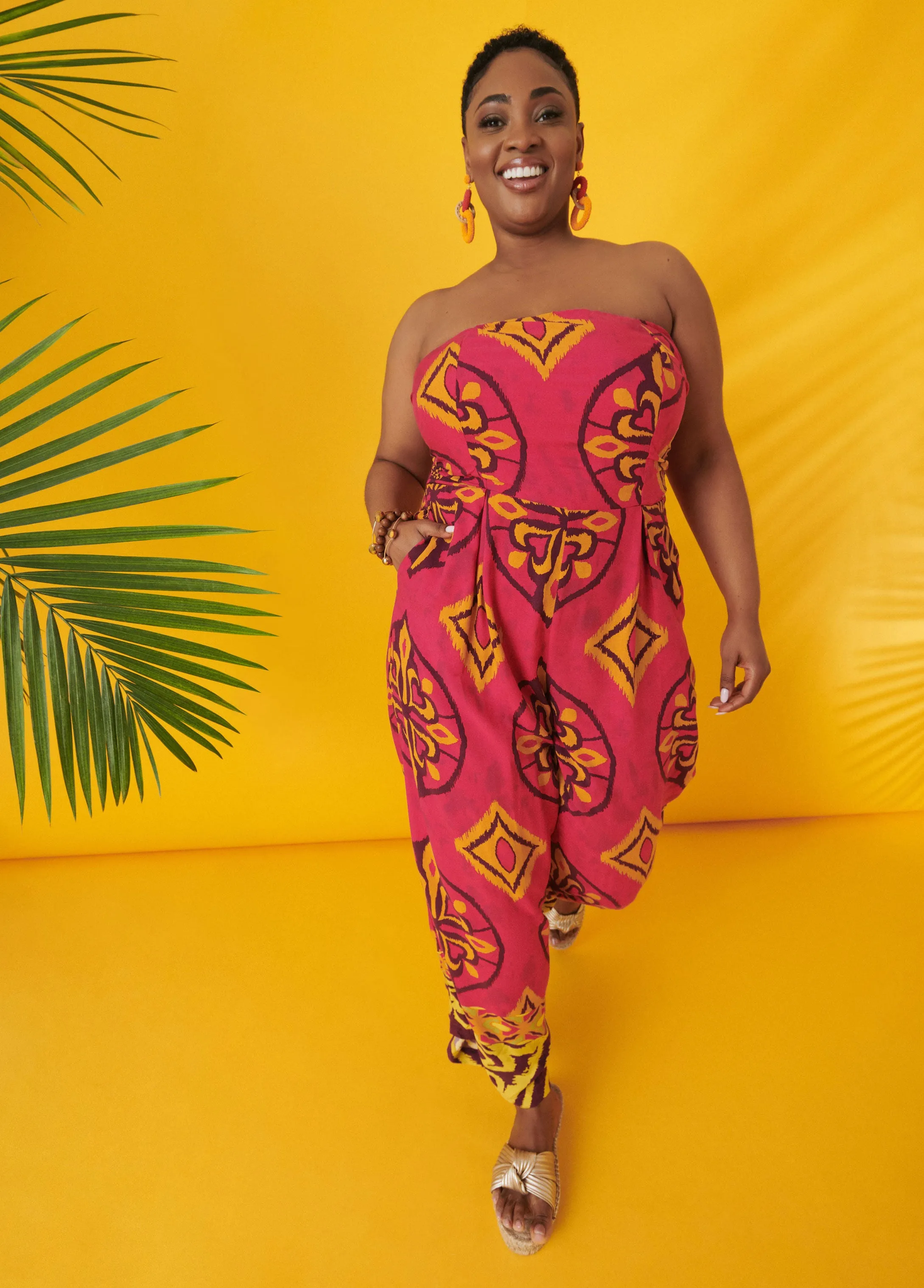 Strapless Printed Jumpsuit sold by Ashley Stewart