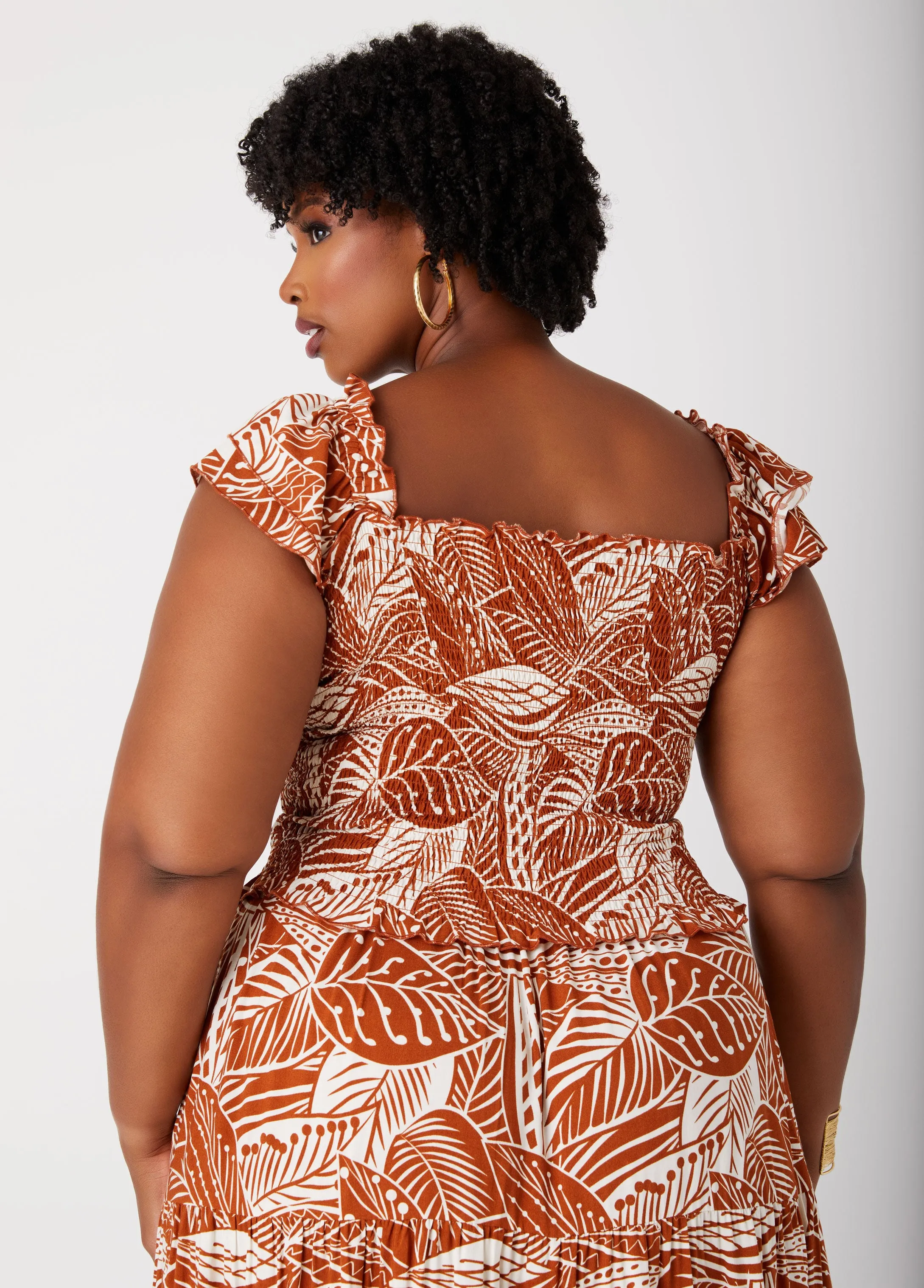 Tiered Tropical Print Top sold by Ashley Stewart product image thumbnail 2