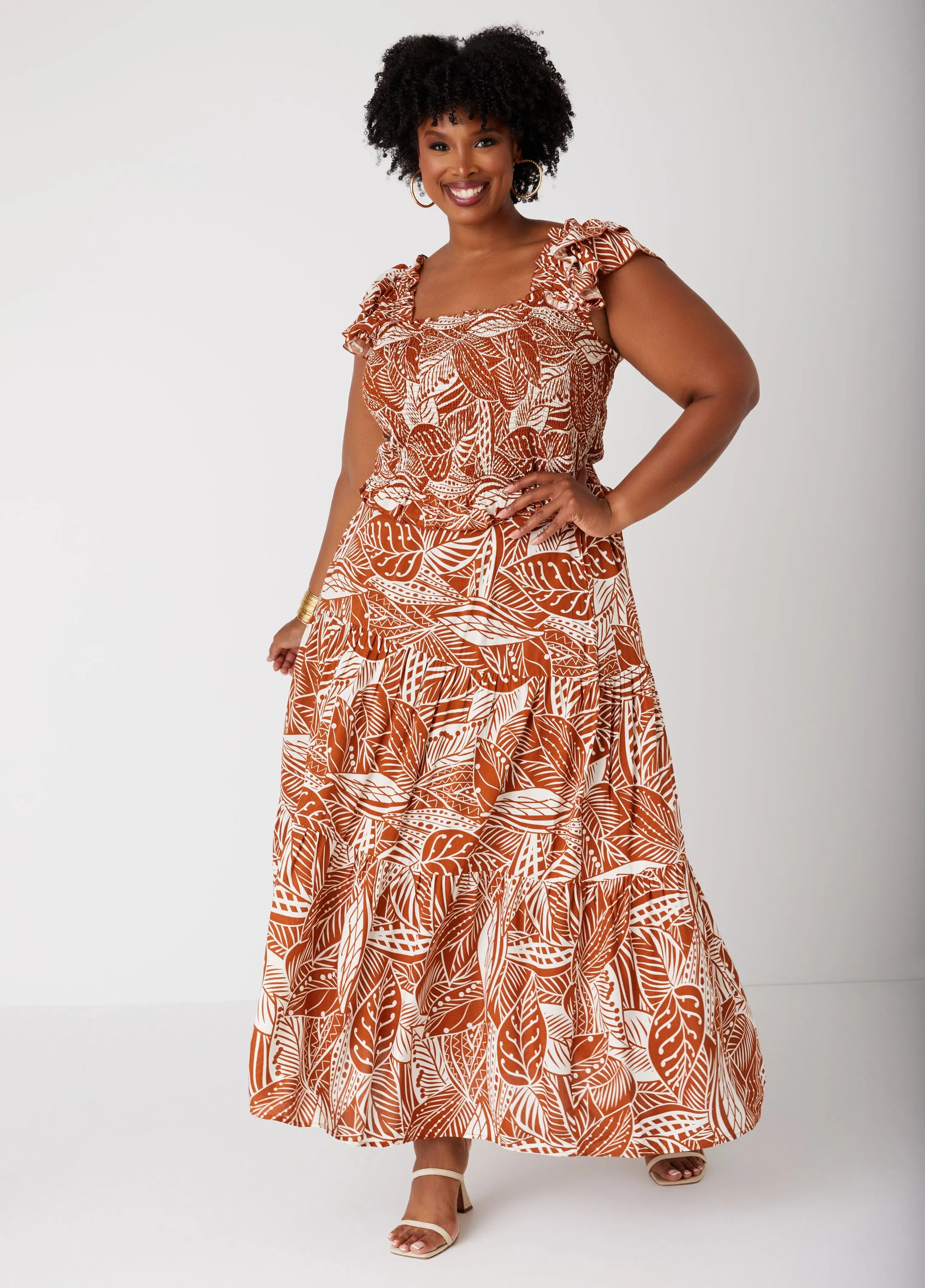 Tiered Tropical Print Top sold by Ashley Stewart product image thumbnail 3