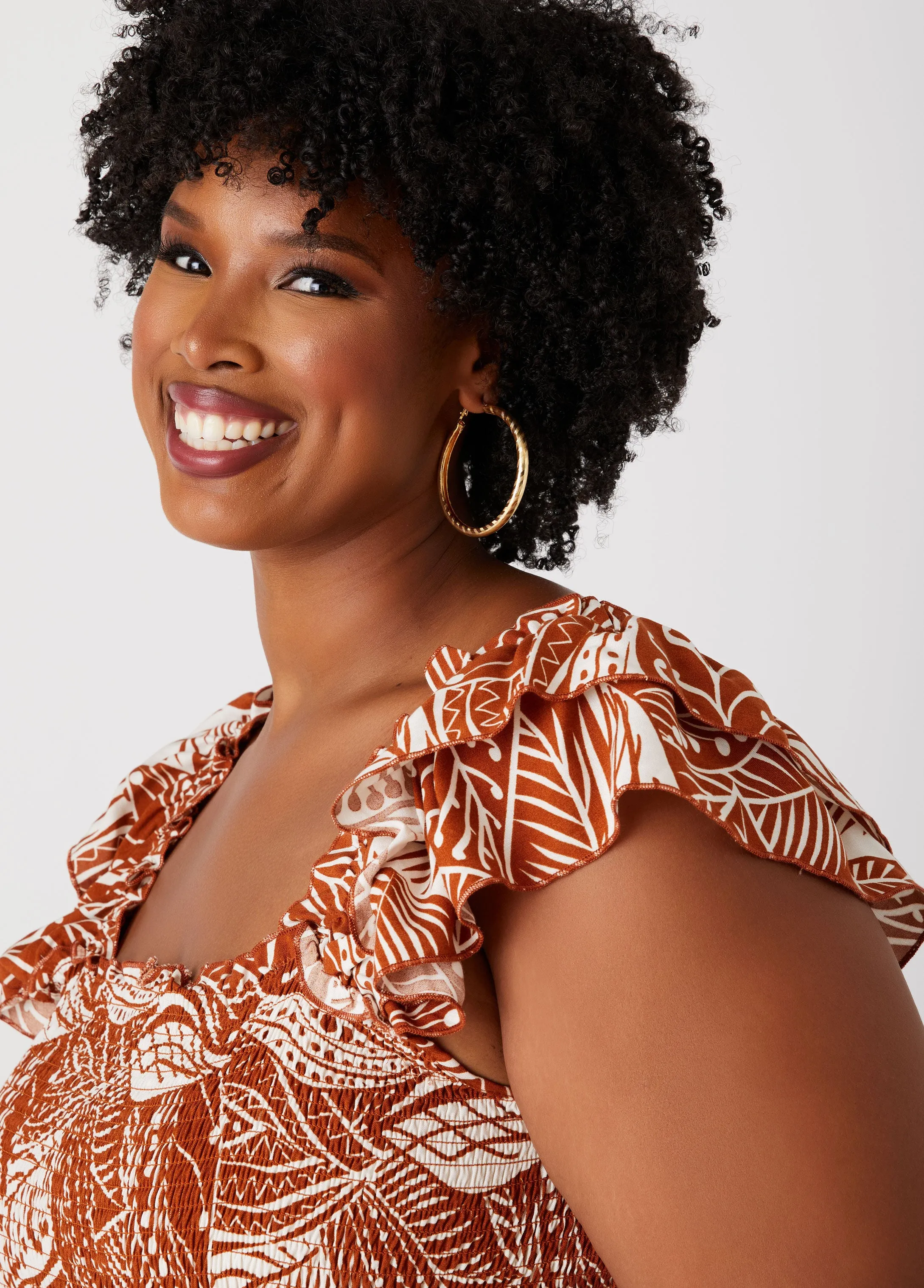 Tiered Tropical Print Top sold by Ashley Stewart product image thumbnail 4