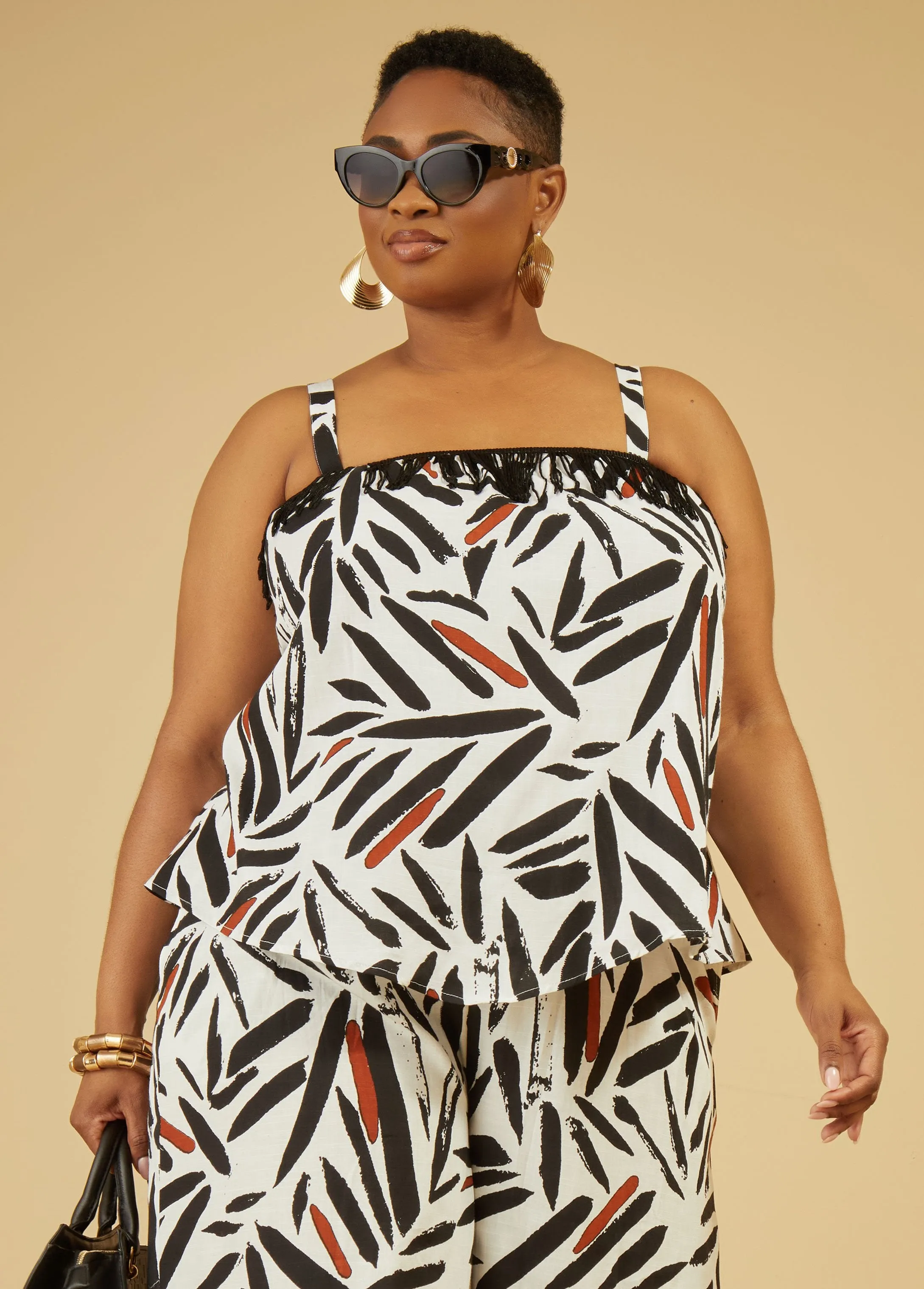 Fringed Printed Tank sold by Ashley Stewart