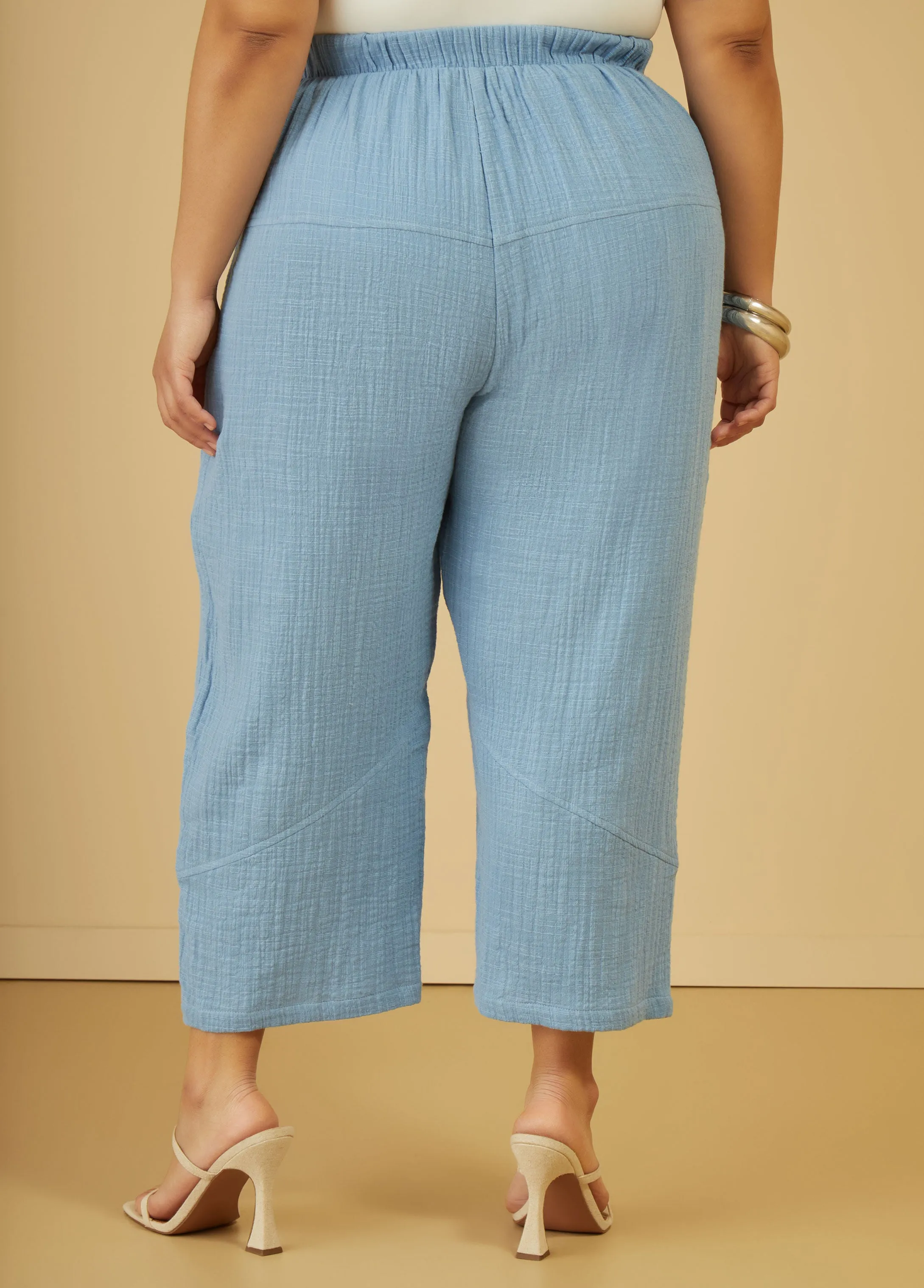 Cropped Cotton Gauze Pants sold by Ashley Stewart product image thumbnail 5