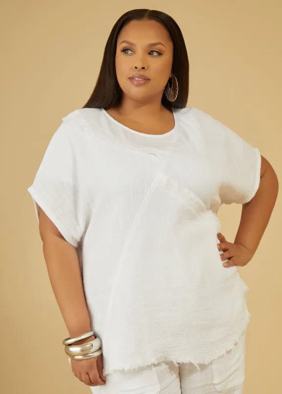 Patchwork Cotton Gauze Top sold by Ashley Stewart