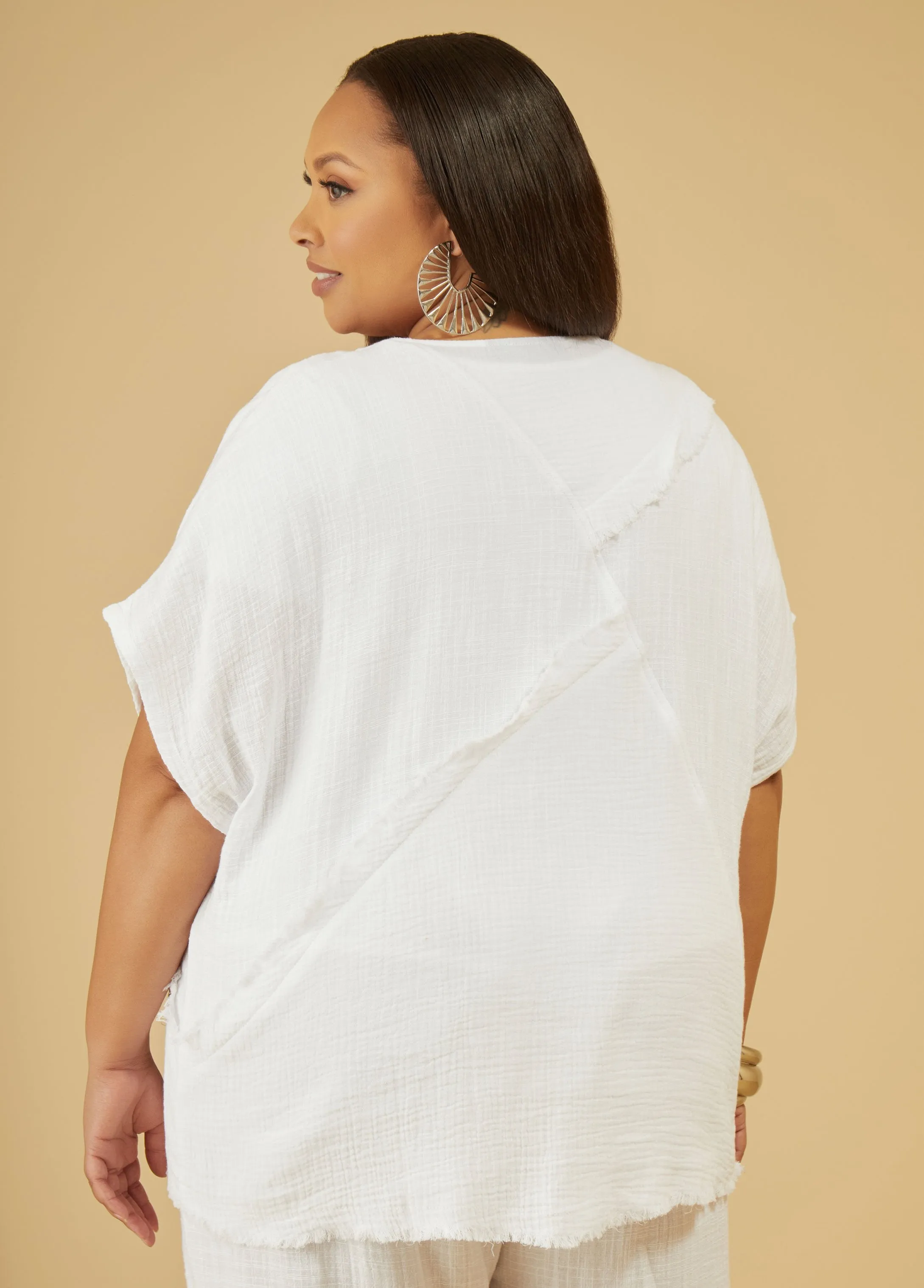 Patchwork Cotton Gauze Top sold by Ashley Stewart product image thumbnail 2