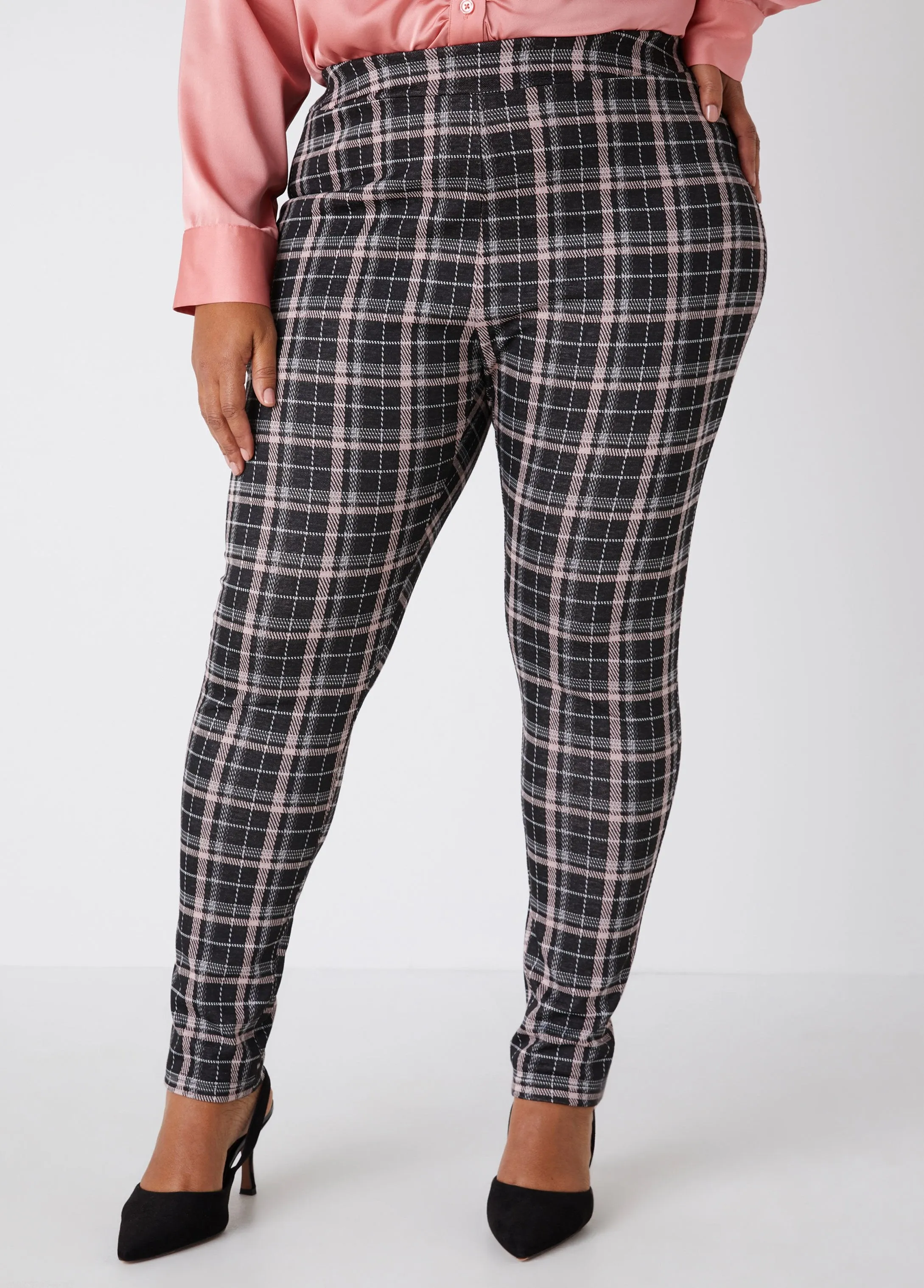 High Rise Plaid Knit Leggings sold by Ashley Stewart