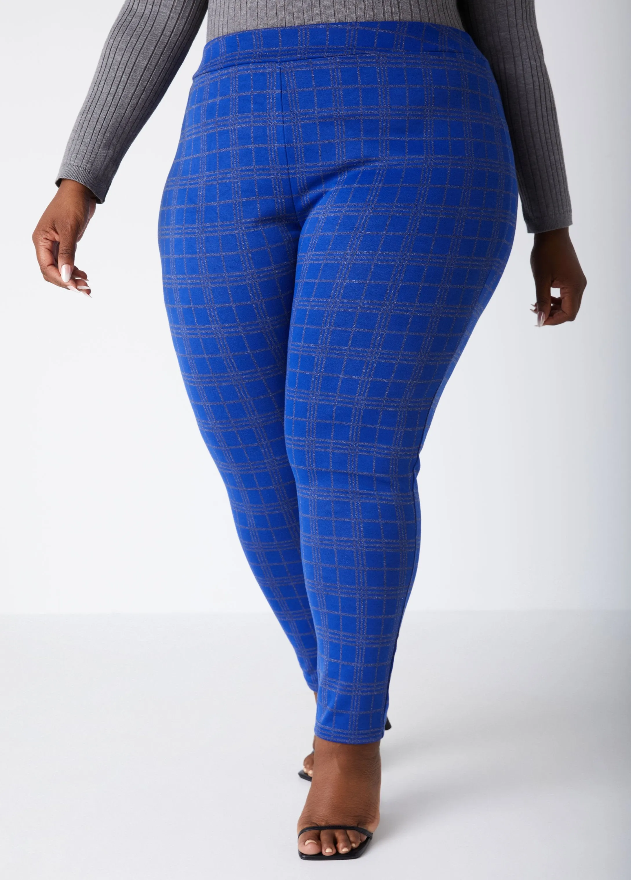 High Rise Plaid Knitted Leggings sold by Ashley Stewart
