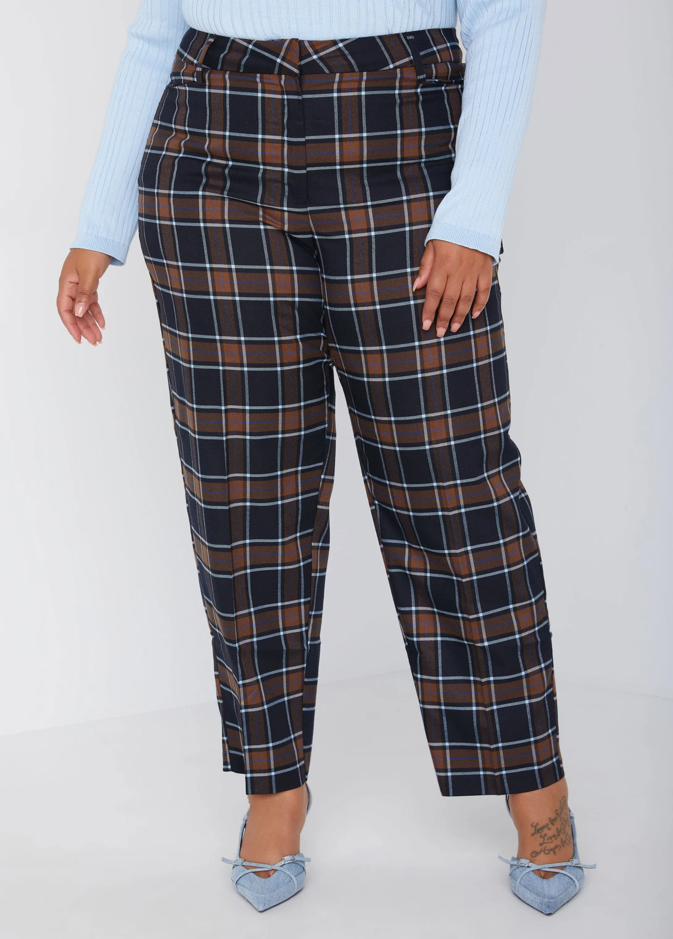 Tapered Plaid Ankle Pants sold by Ashley Stewart product image thumbnail 3