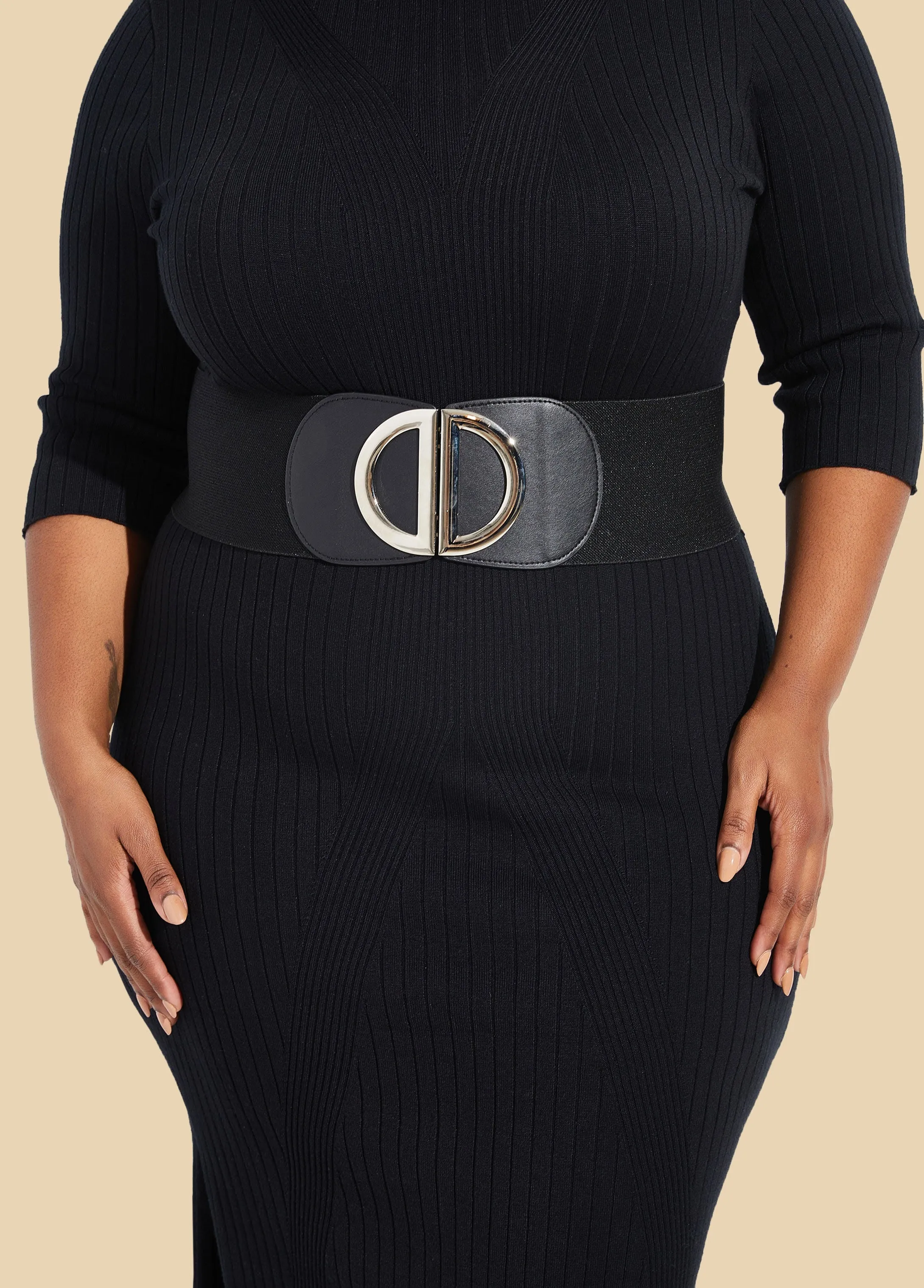 Buckle Embellished Stretch Belt sold by Ashley Stewart