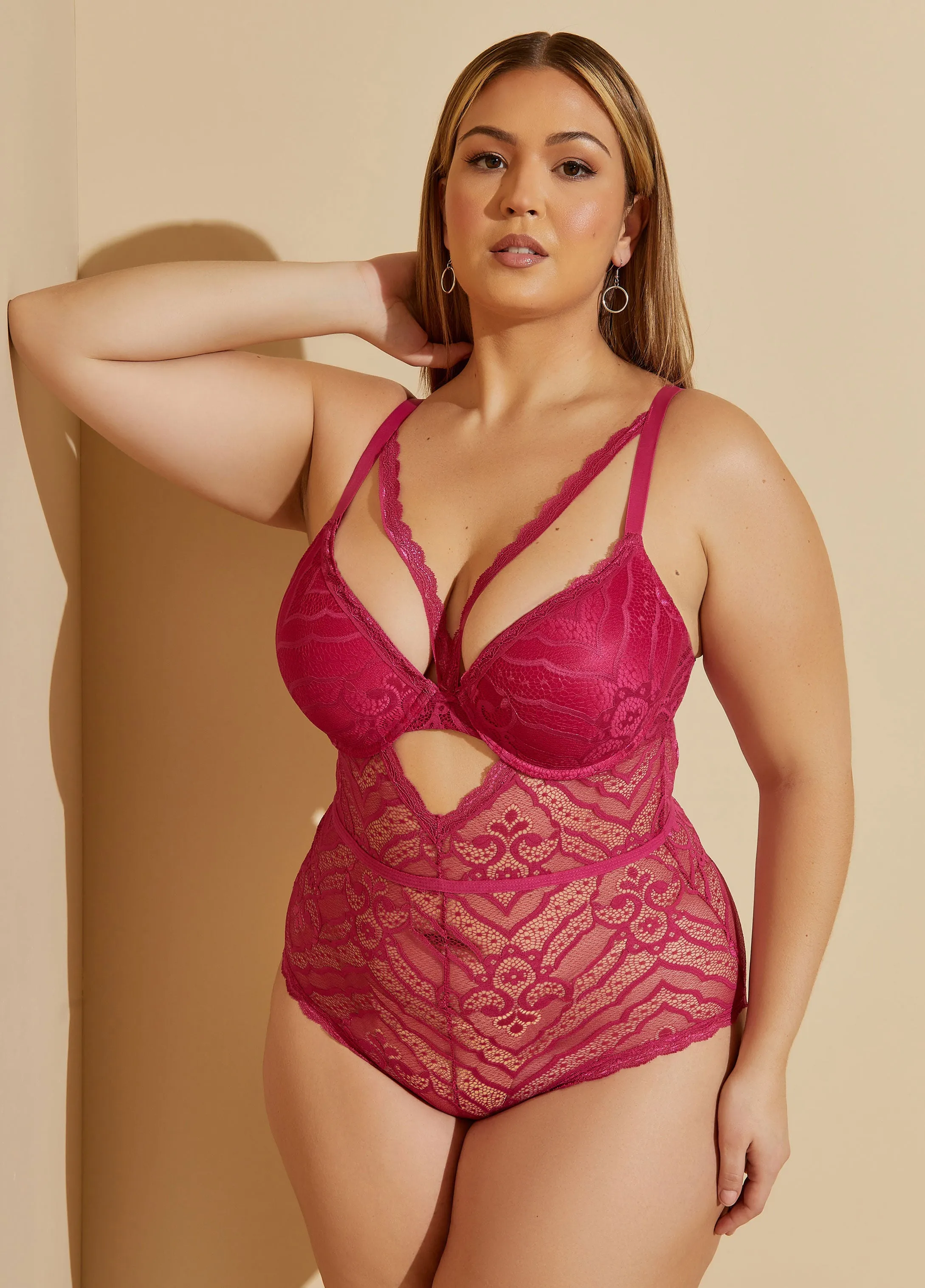 Crotchless Lace Lingerie Bodysuit sold by Ashley Stewart