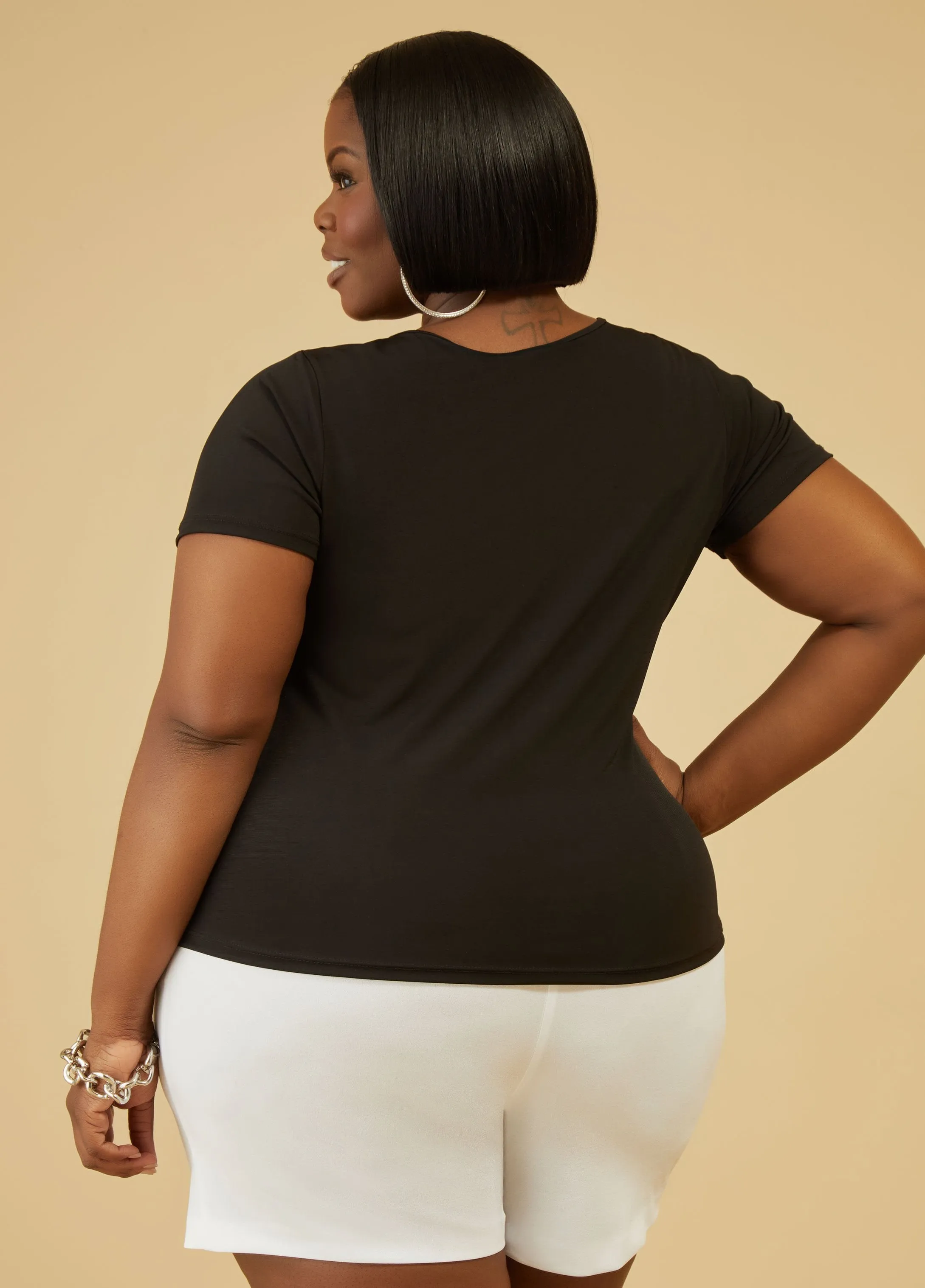 Drawstring Knit Top sold by Ashley Stewart product image thumbnail 2