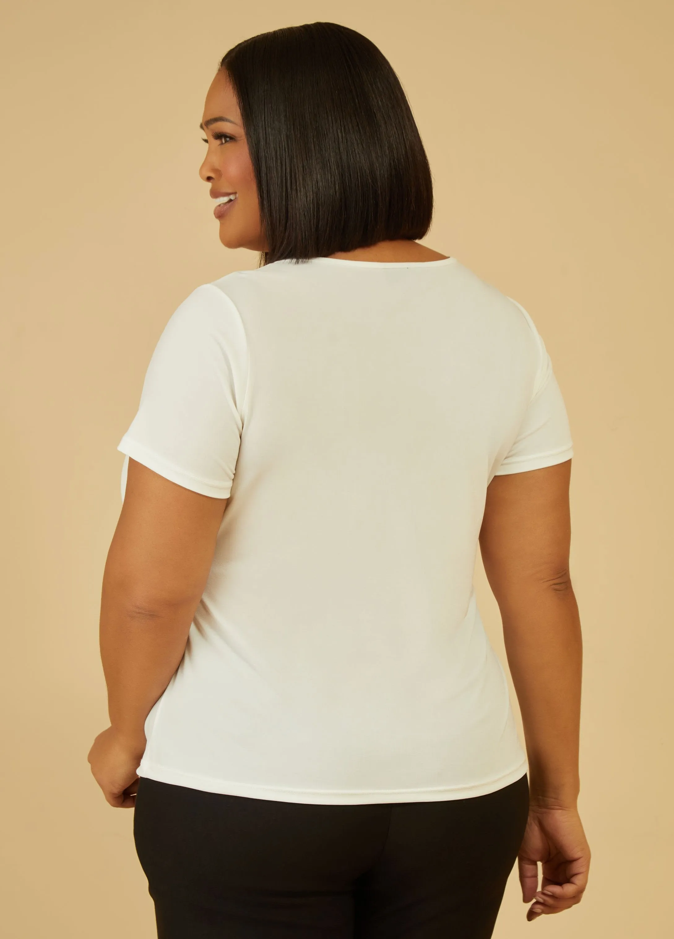 Drawstring Knit Top sold by Ashley Stewart product image thumbnail 4