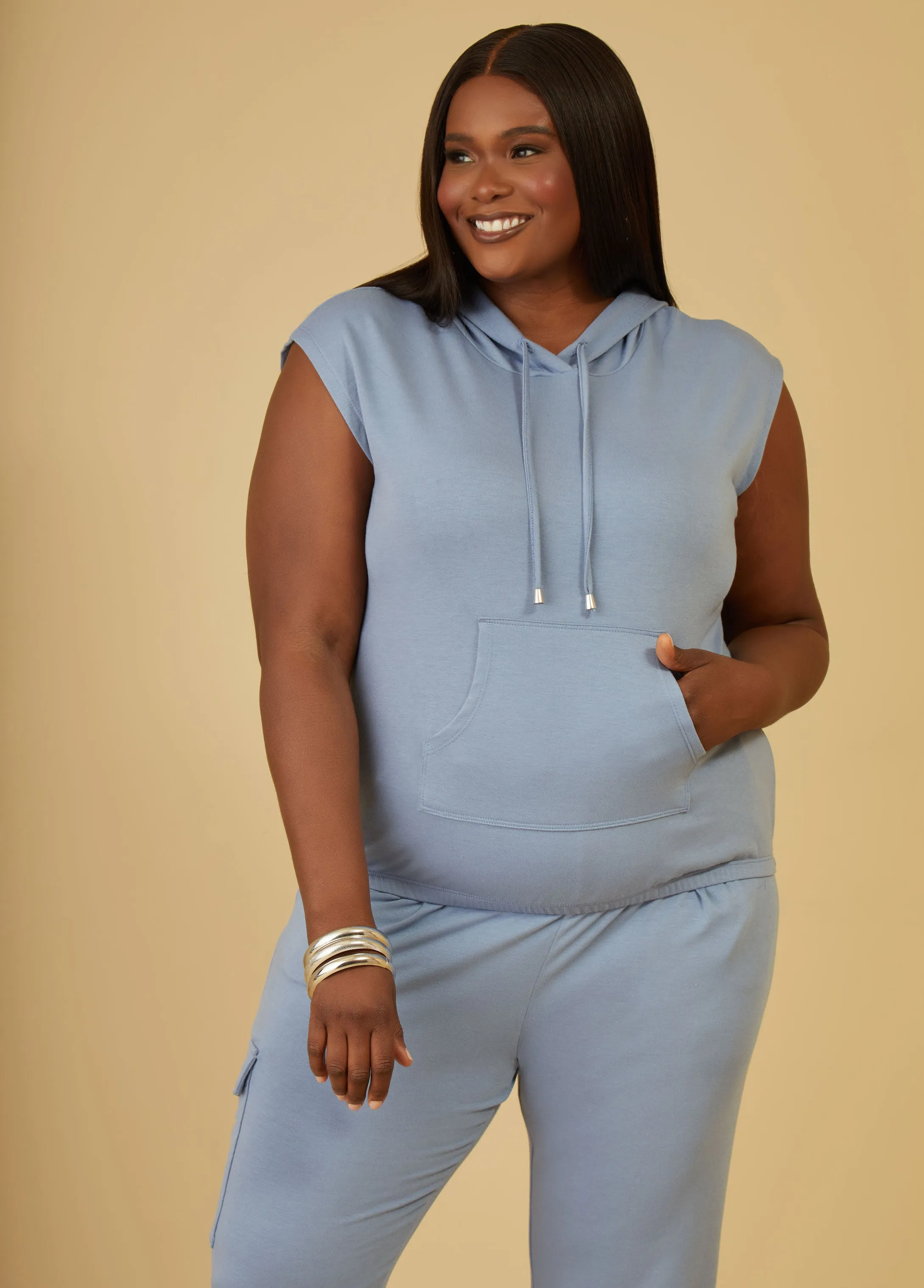 Sleeveless French Terry Hoodie sold by Ashley Stewart product image thumbnail 4