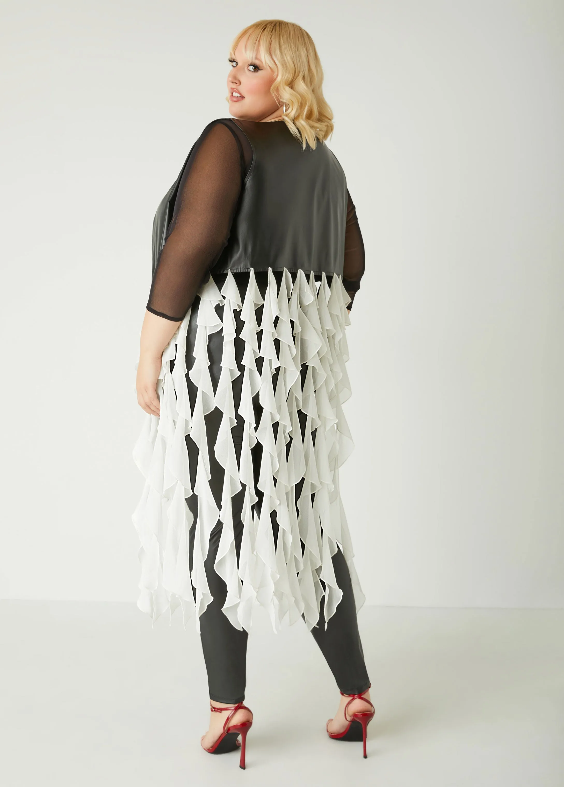 Ruffled Faux Leather Vest sold by Ashley Stewart product image thumbnail 2