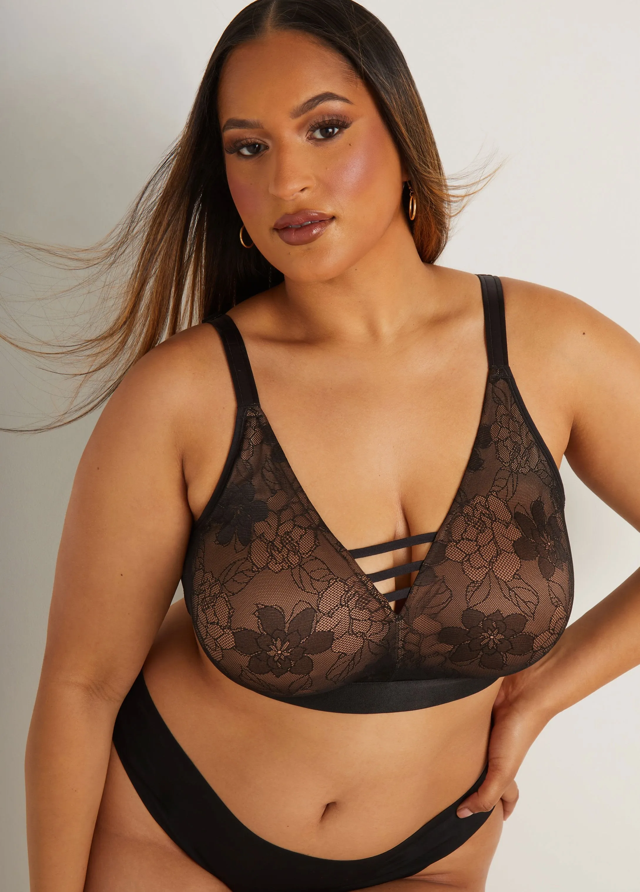 Floral Lace Lattice Wireless Bra sold by Ashley Stewart product image thumbnail 3