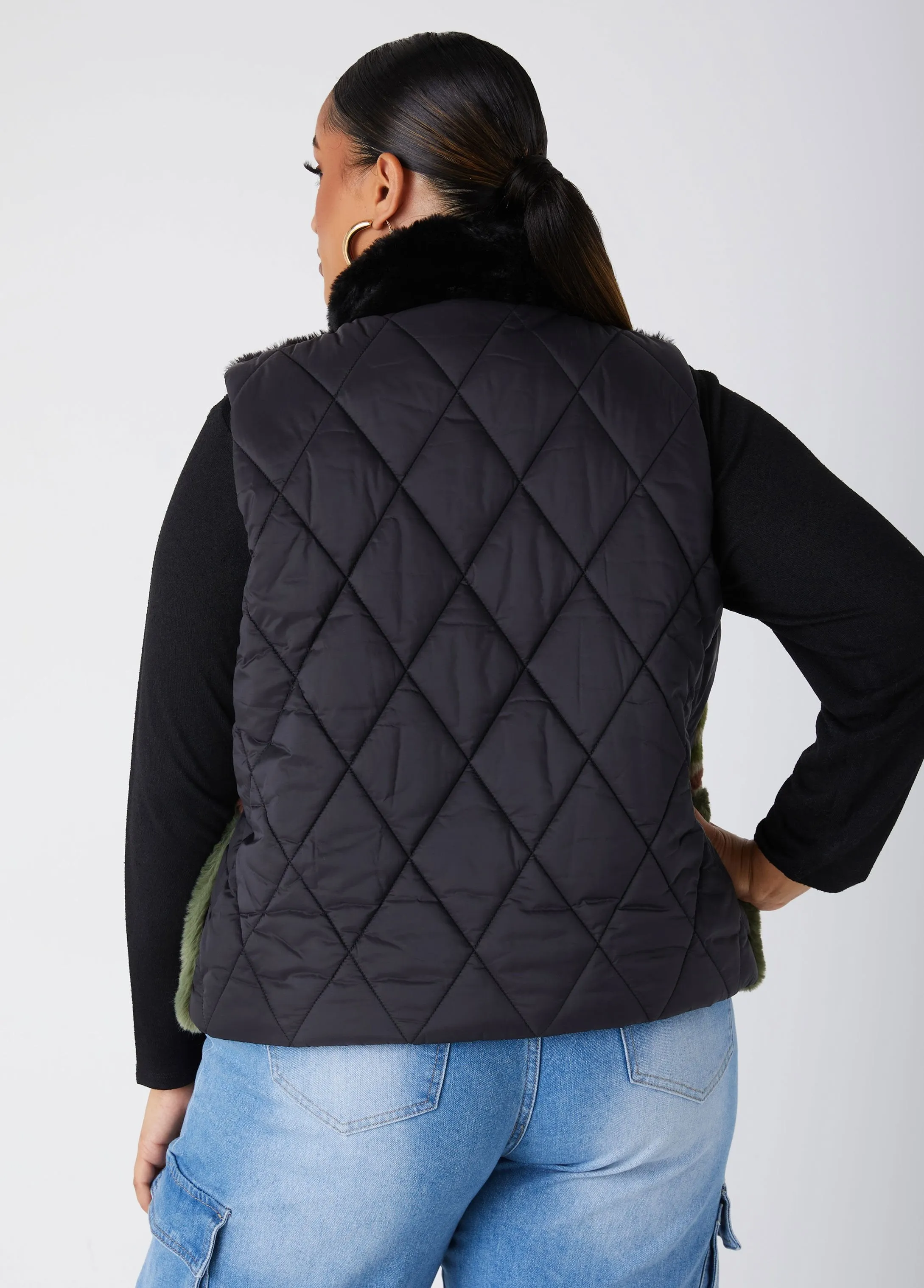 Printed Faux Fur And Quilted Vest sold by Ashley Stewart product image thumbnail 2