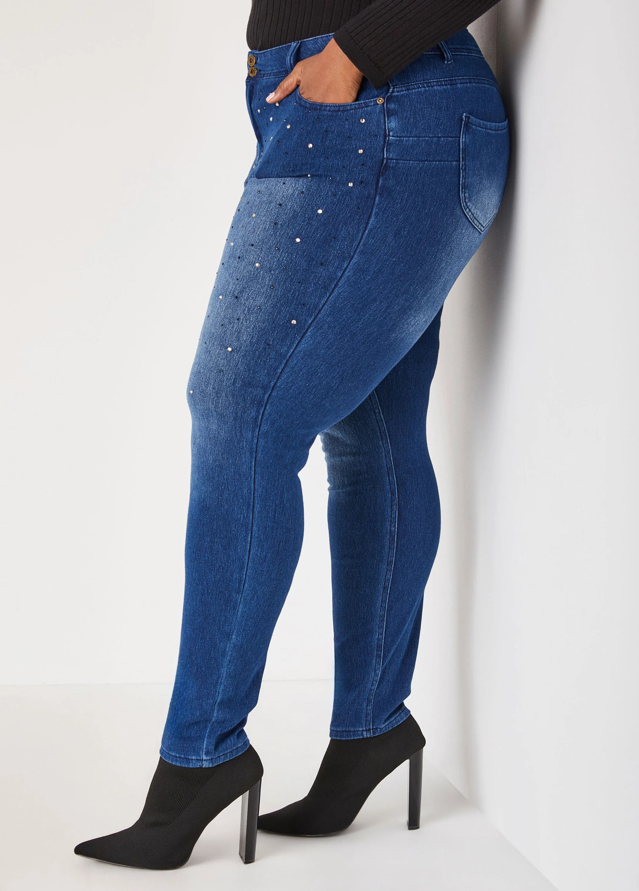 Crystal Mid Rise Skinny Jeans sold by Ashley Stewart product image thumbnail 3