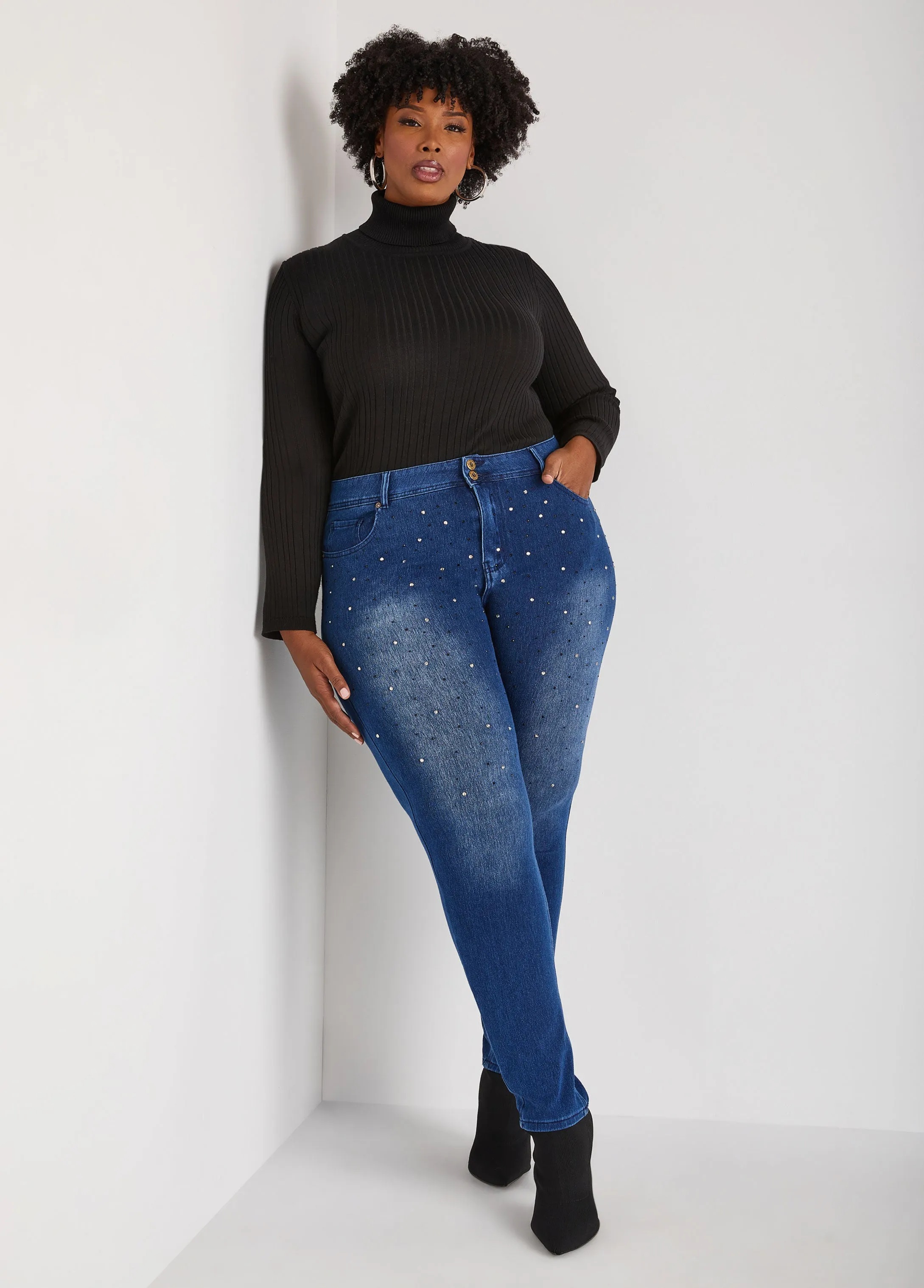 Crystal Mid Rise Skinny Jeans sold by Ashley Stewart product image thumbnail 5