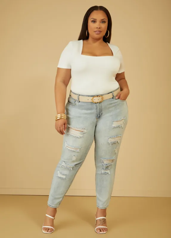 Square Neck Bodysuit sold by Ashley Stewart