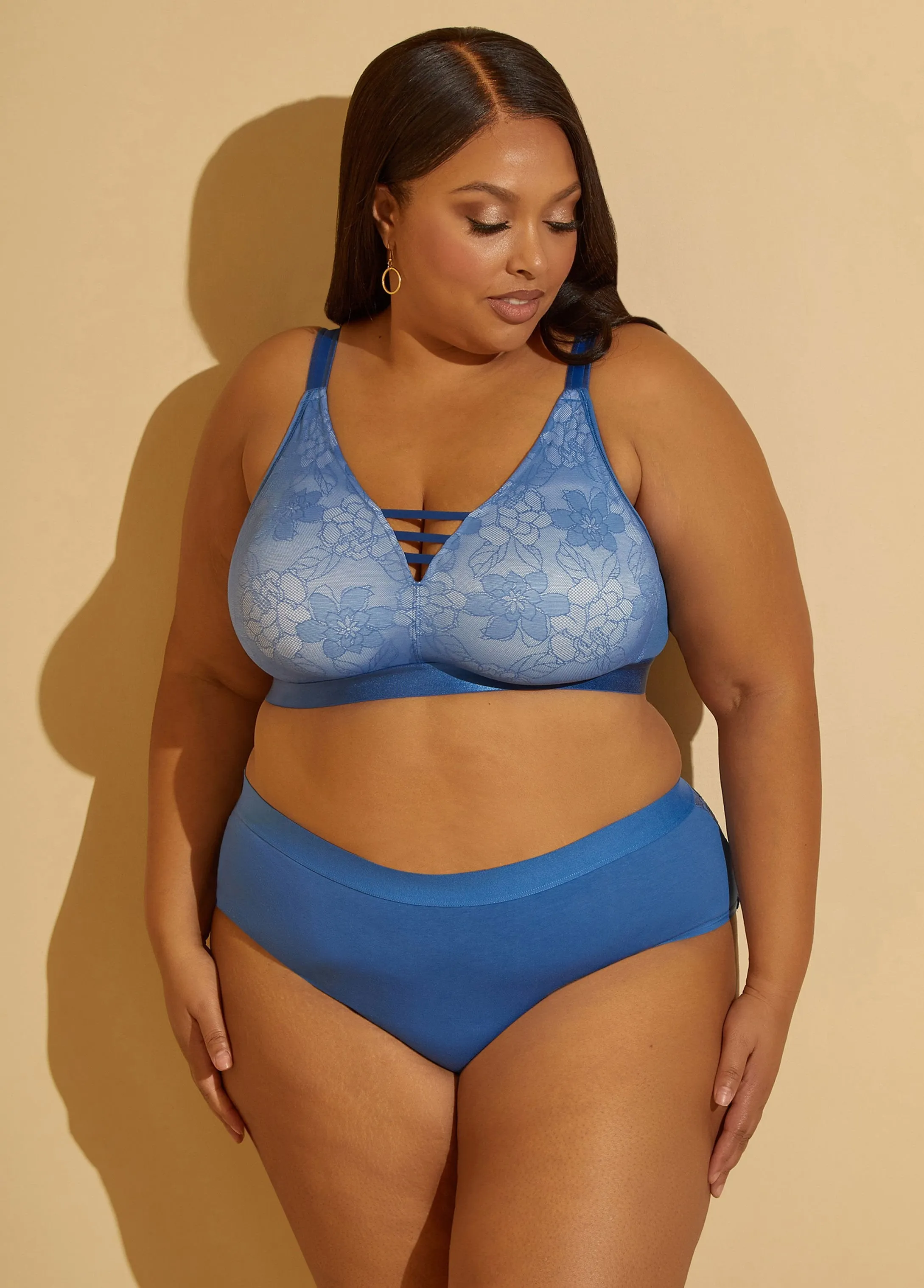 Lace & Stretch Cotton Hipster Panty sold by Ashley Stewart