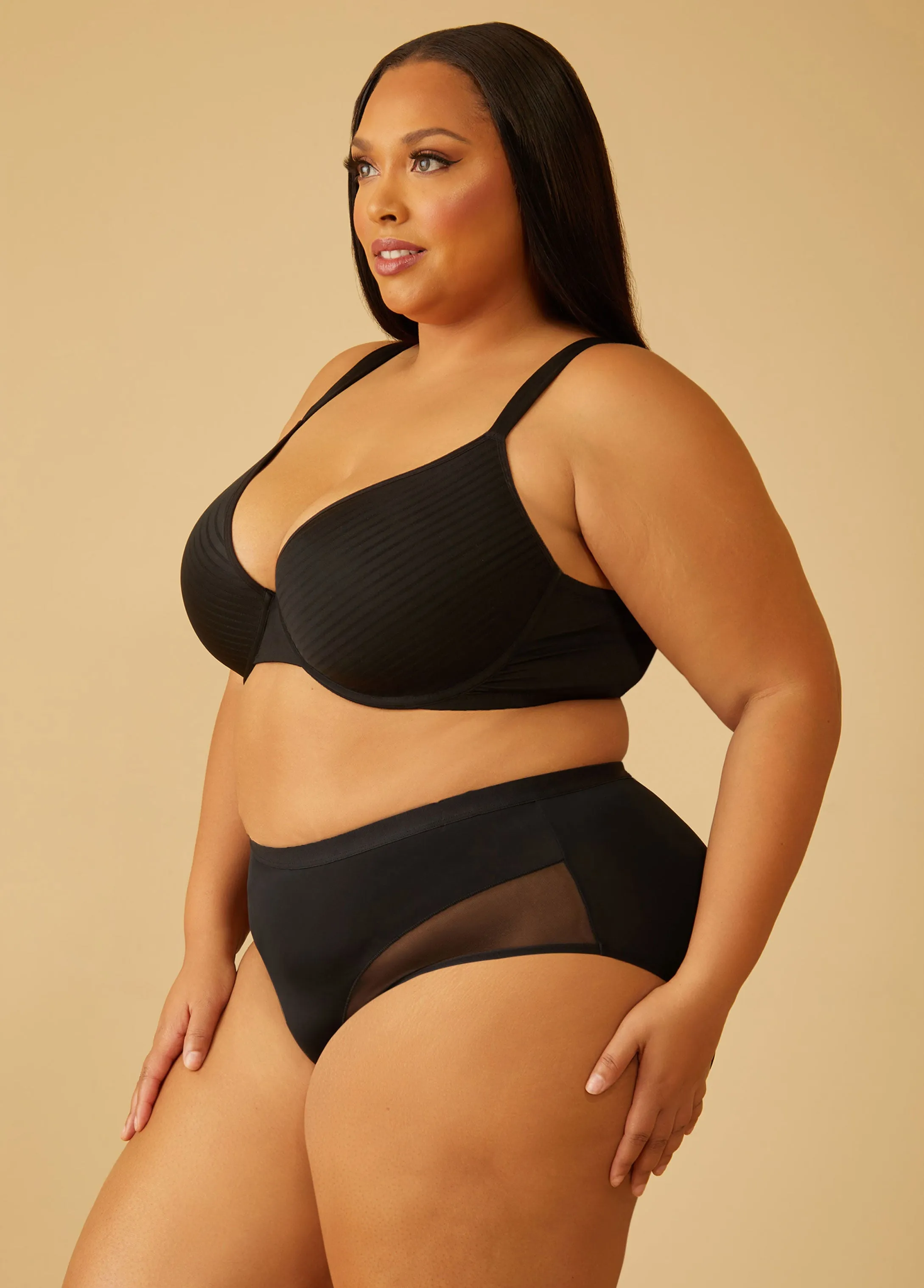 Mesh Paneled High Cut Briefs sold by Ashley Stewart product image thumbnail 3