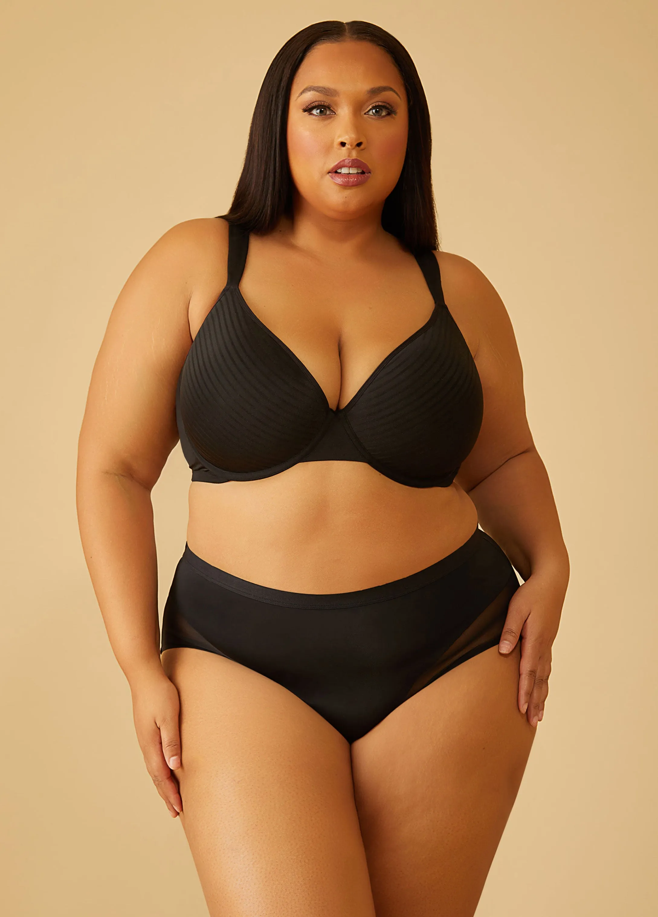 Mesh Paneled High Cut Briefs sold by Ashley Stewart