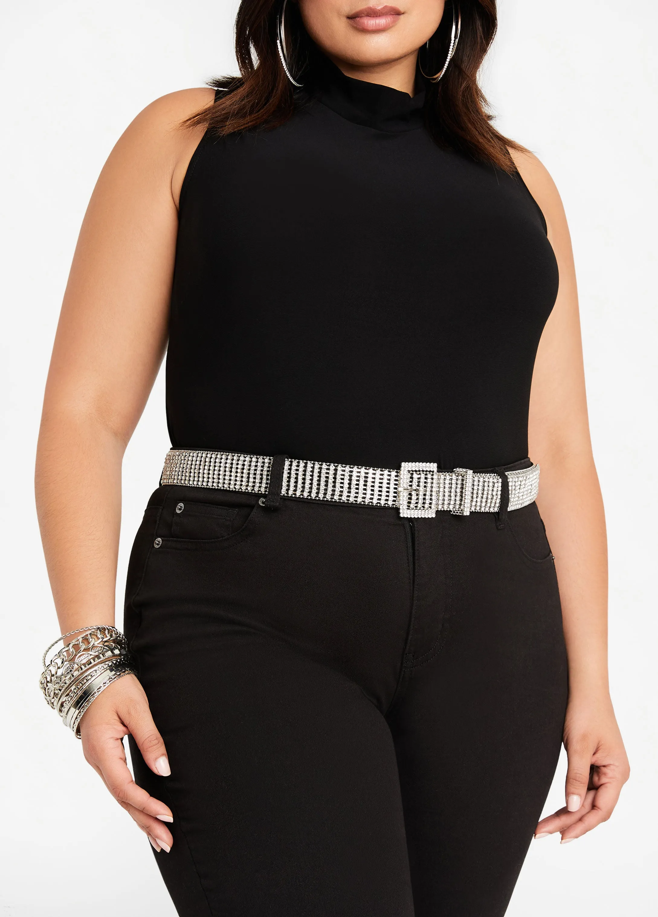 Rhinestone Buckle Belt sold by Ashley Stewart