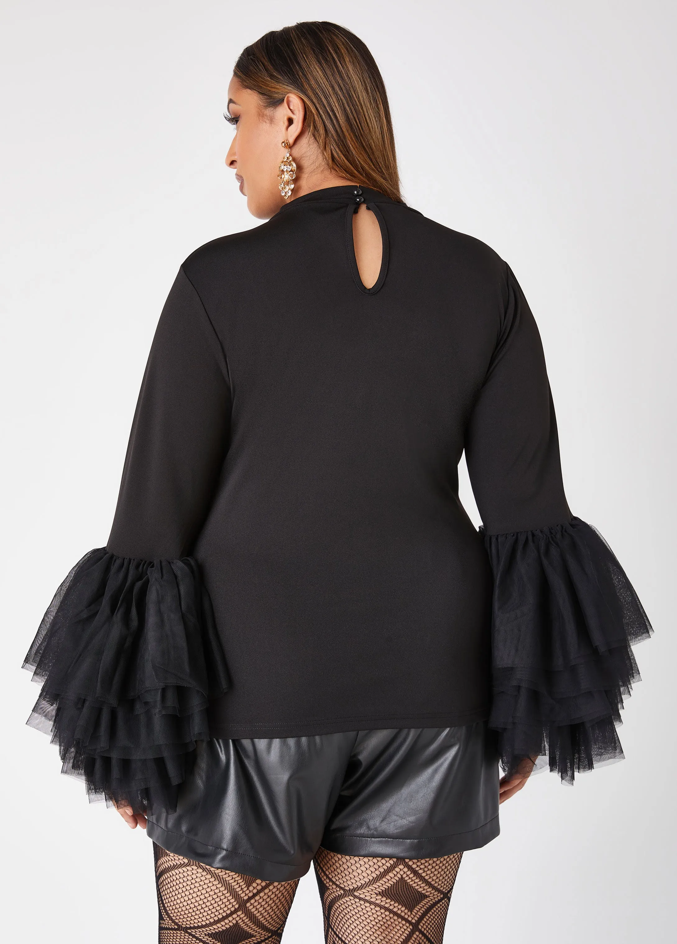 Tiered Tulle Knitted Top sold by Ashley Stewart product image thumbnail 2