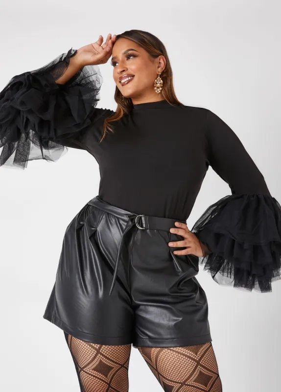 Tiered Tulle Knitted Top sold by Ashley Stewart