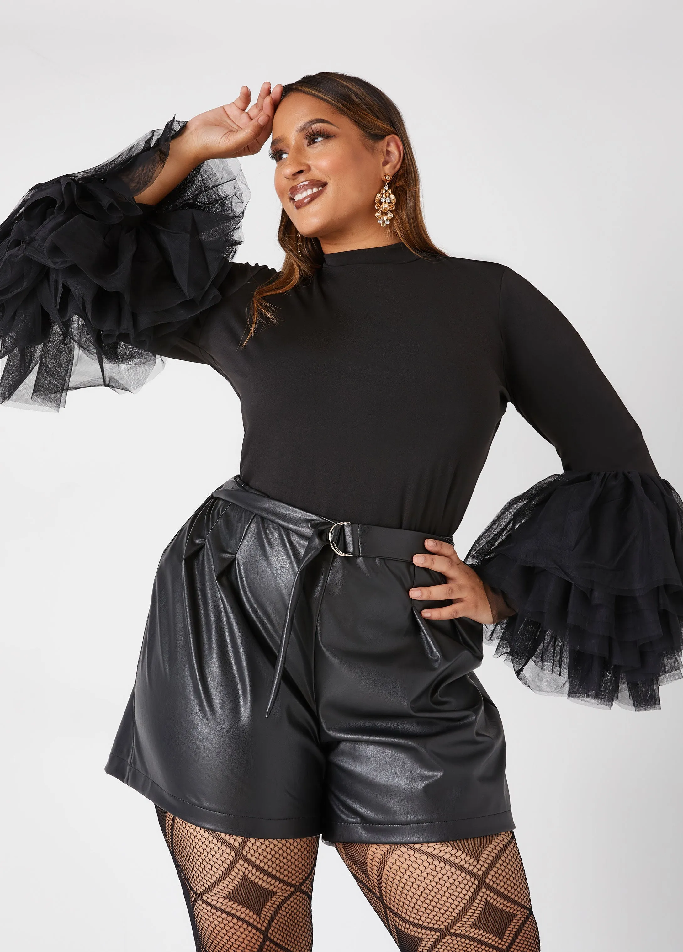 Tiered Tulle Knitted Top sold by Ashley Stewart