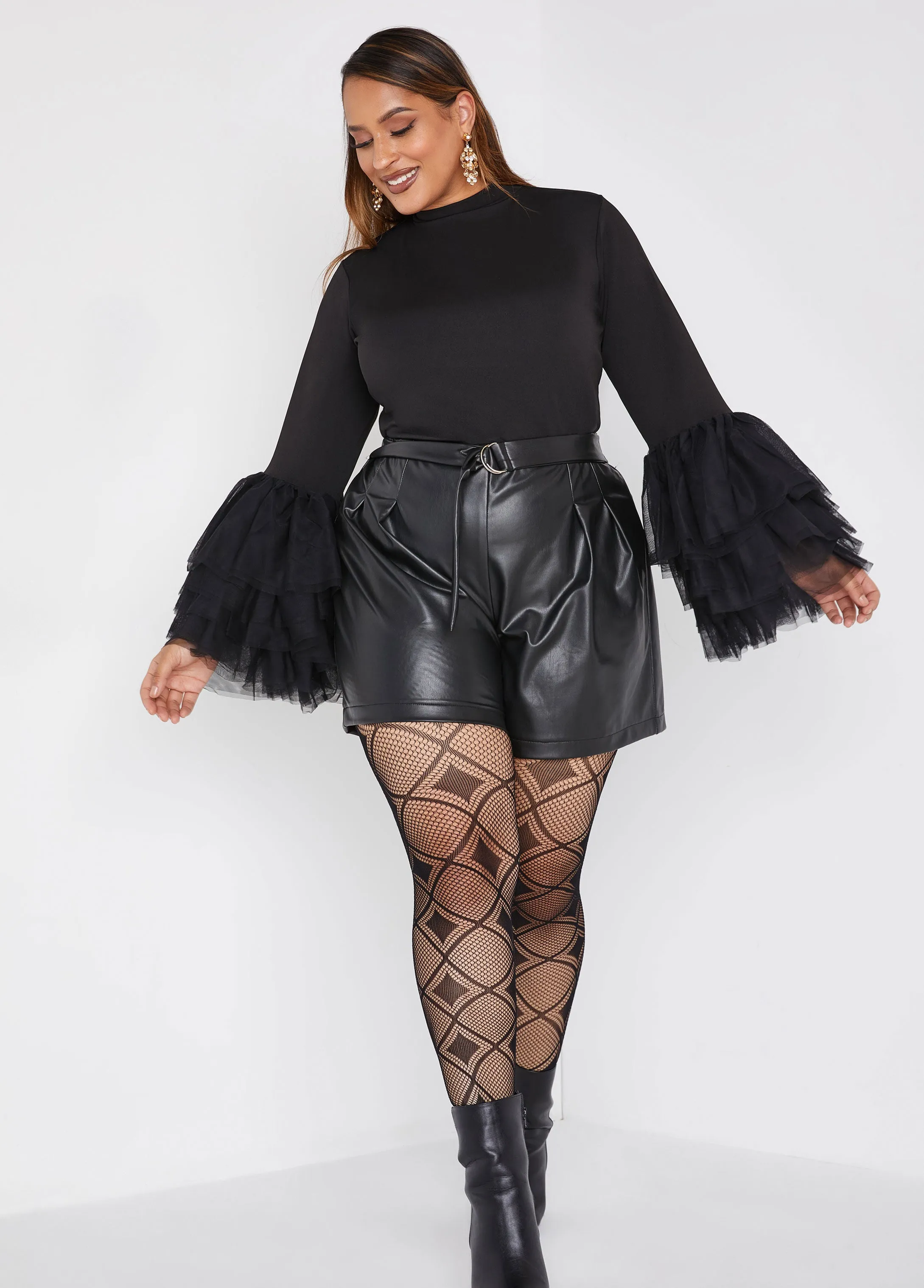 Tiered Tulle Knitted Top sold by Ashley Stewart product image thumbnail 4