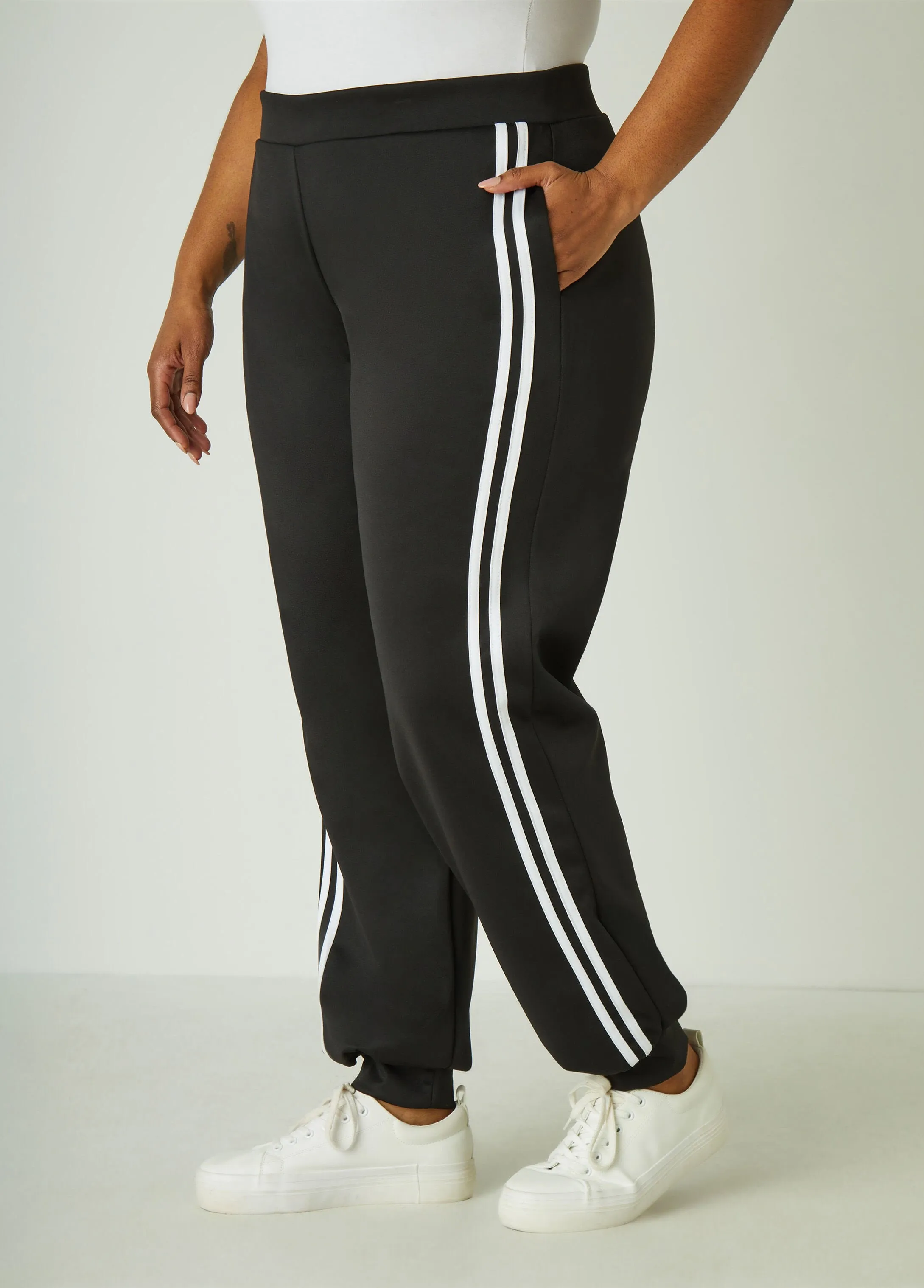Striped High Rise Joggers sold by Ashley Stewart product image thumbnail 3