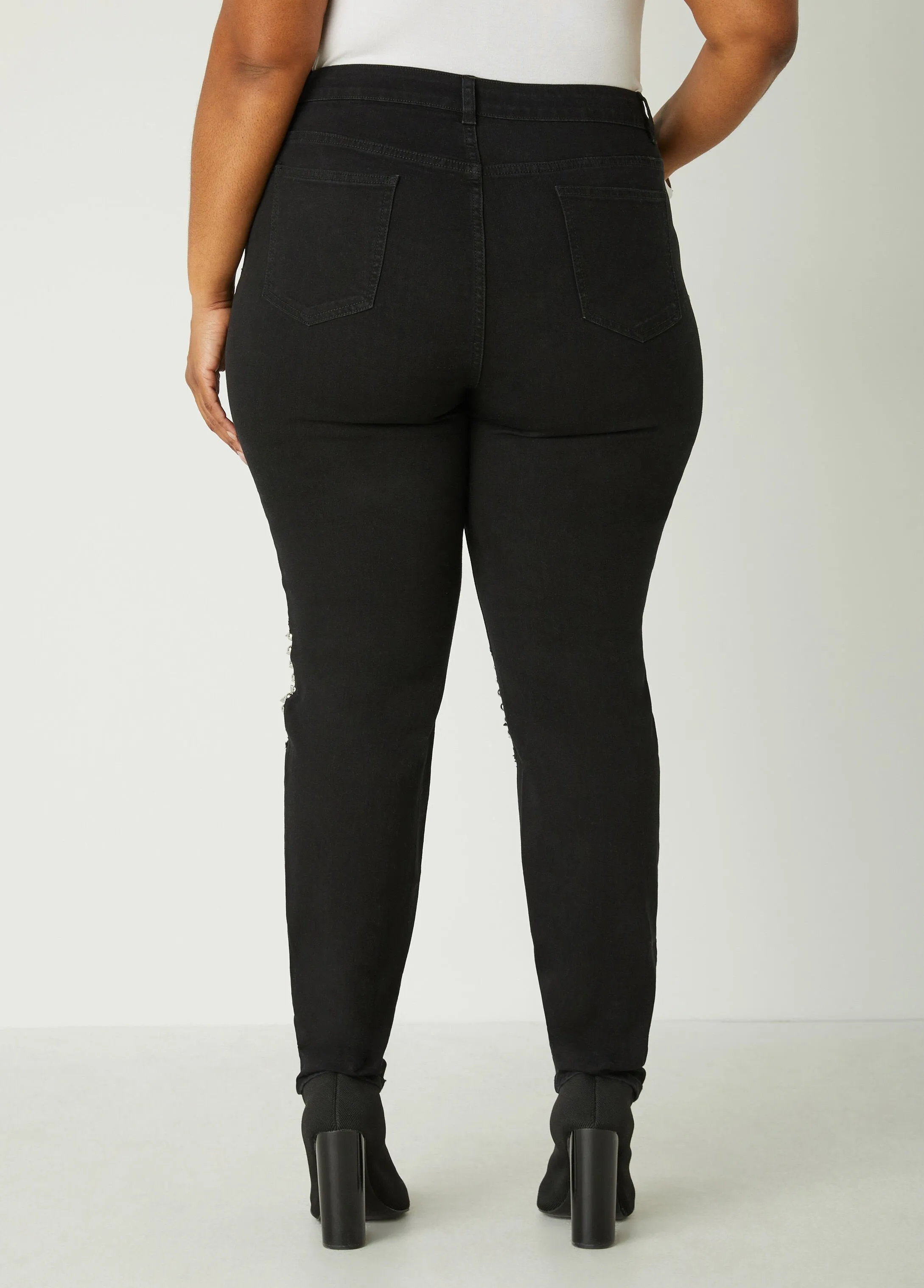 Studded Mid Rise Skinny Jeans sold by Ashley Stewart product image thumbnail 2