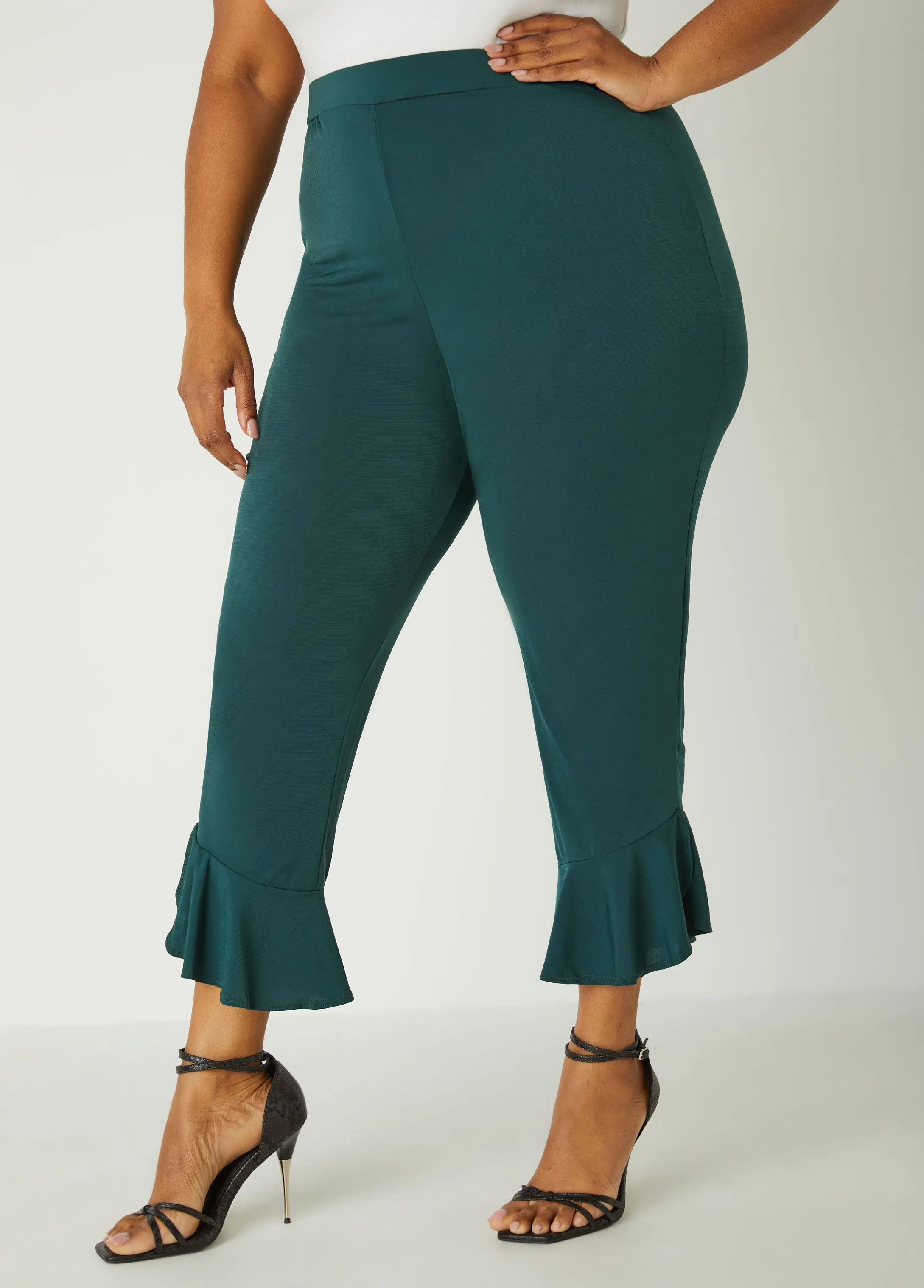 Ruffle Trimmed High Waist Leggings sold by Ashley Stewart product image thumbnail 4